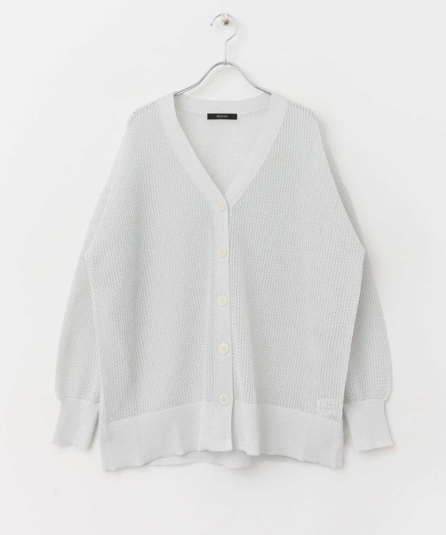 メッシュ編みカーディガン WHITE FREE