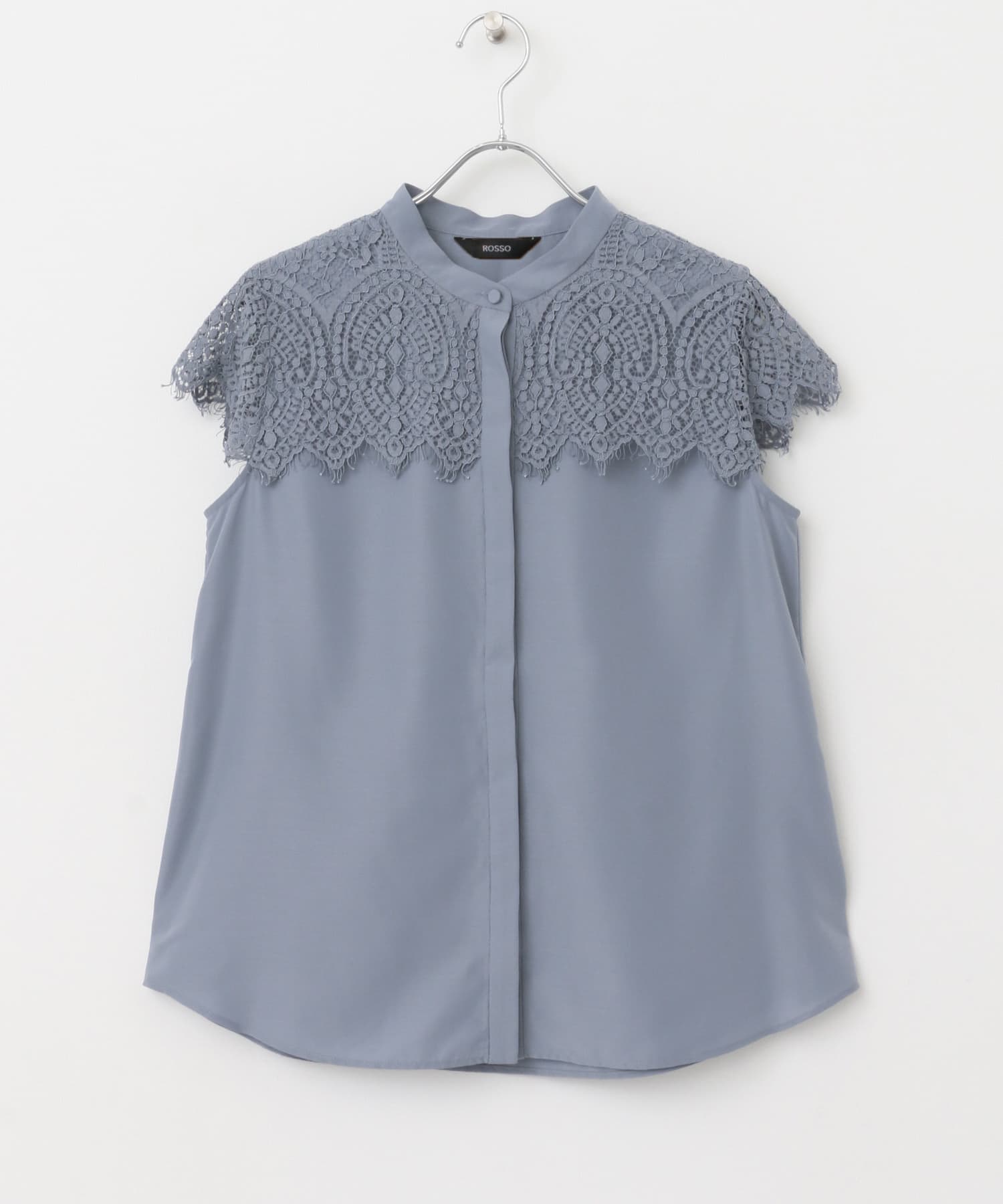 『一部WEB限定カラー』ウォッシャブルヨークレースブラウス SAX FREE