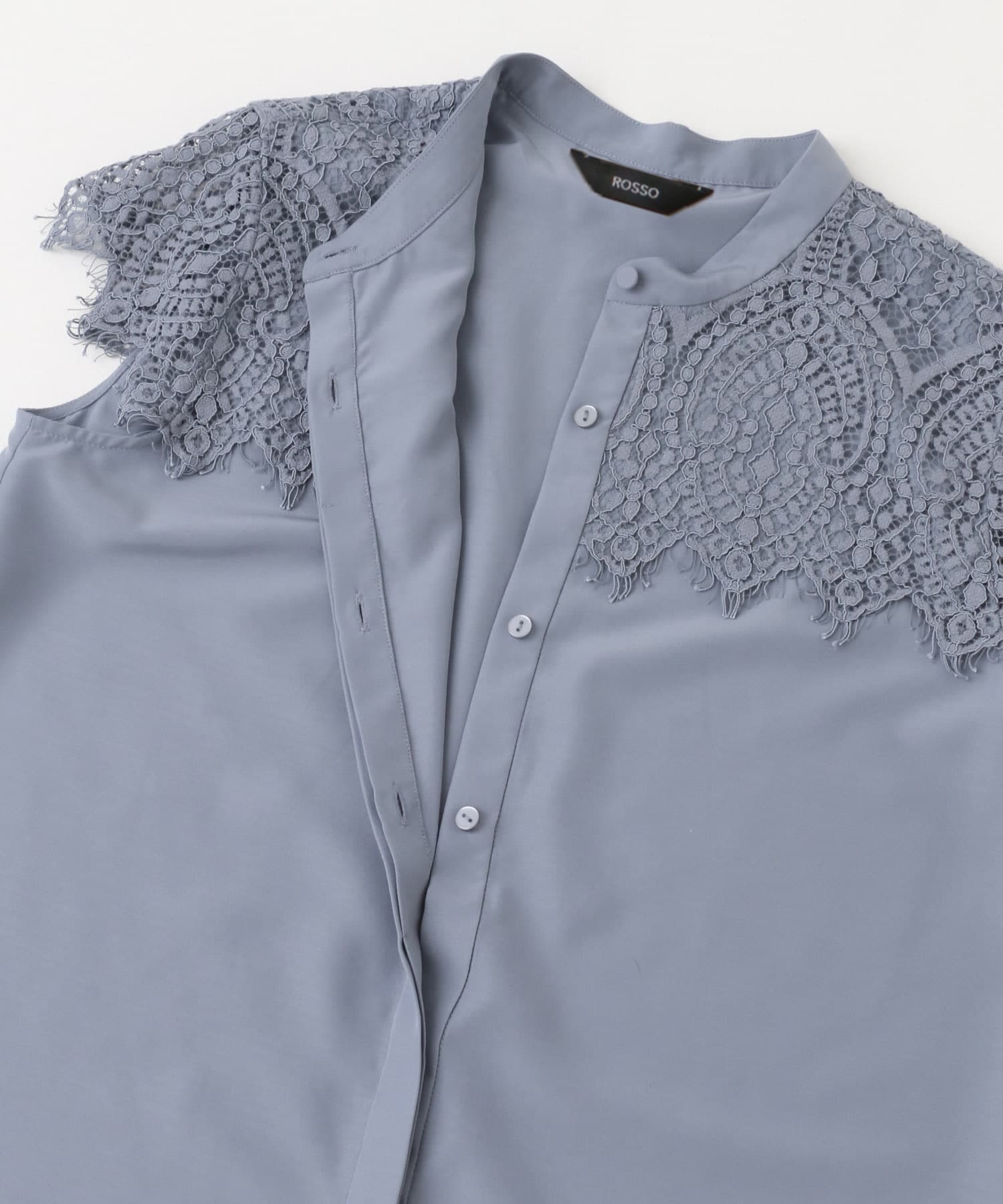 『一部WEB限定カラー』ウォッシャブルヨークレースブラウス SAX FREE