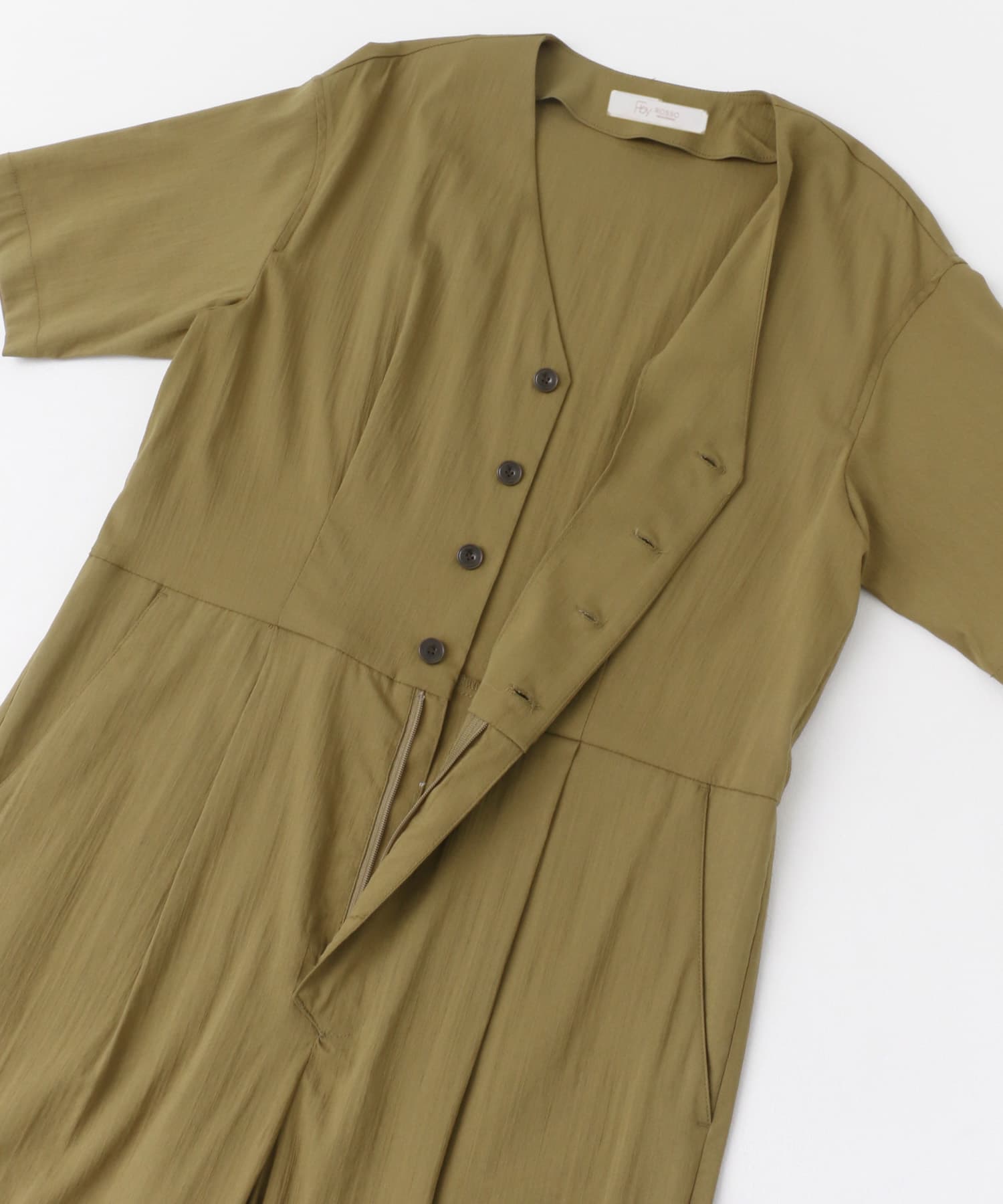 F by ROSSO　ウエスト切り替えVネックオールインワン KHAKI 36