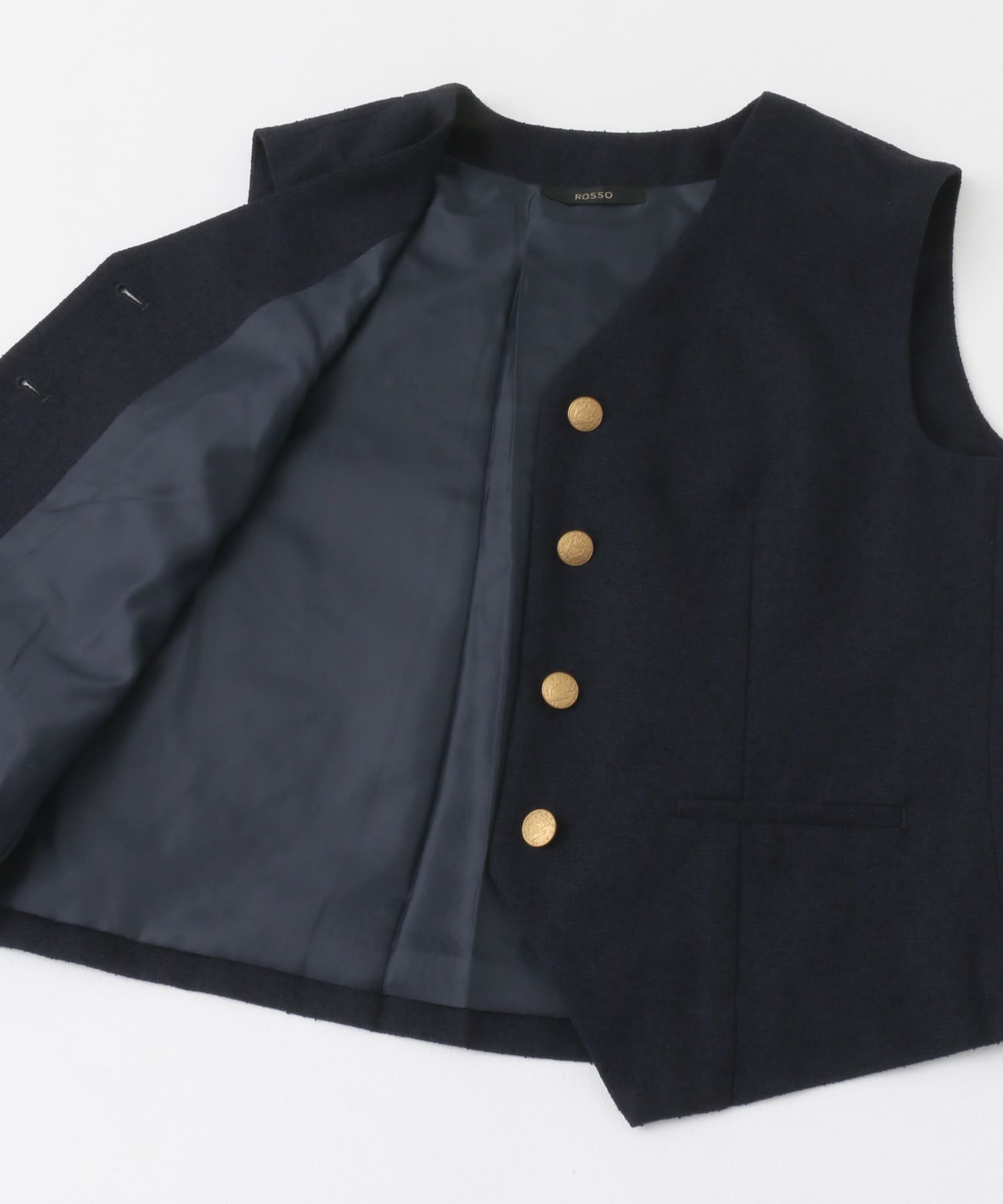 ネップツイードコンパクトジレ NAVY FREE