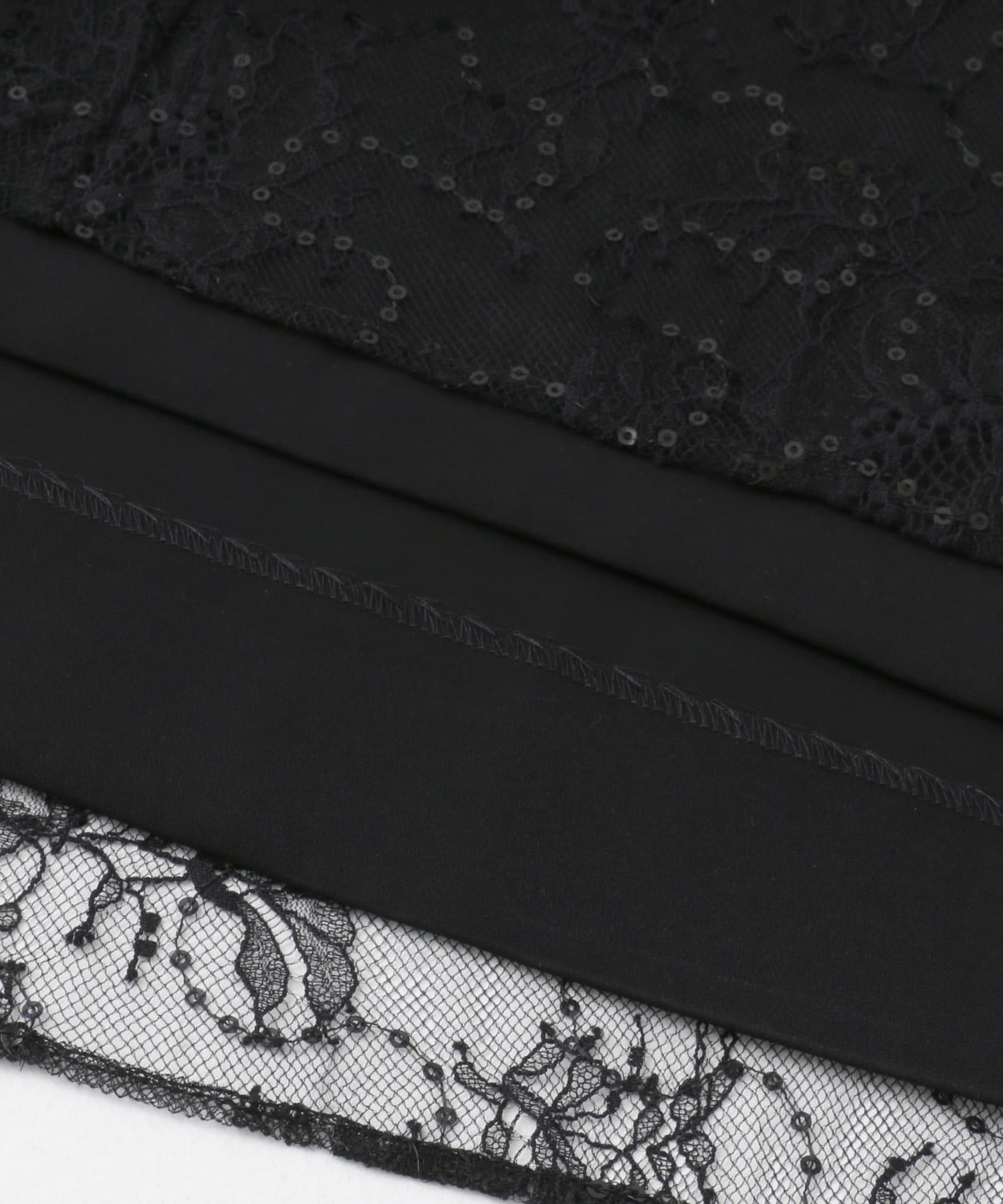 スパンコールフラワーレースドレス black FREE