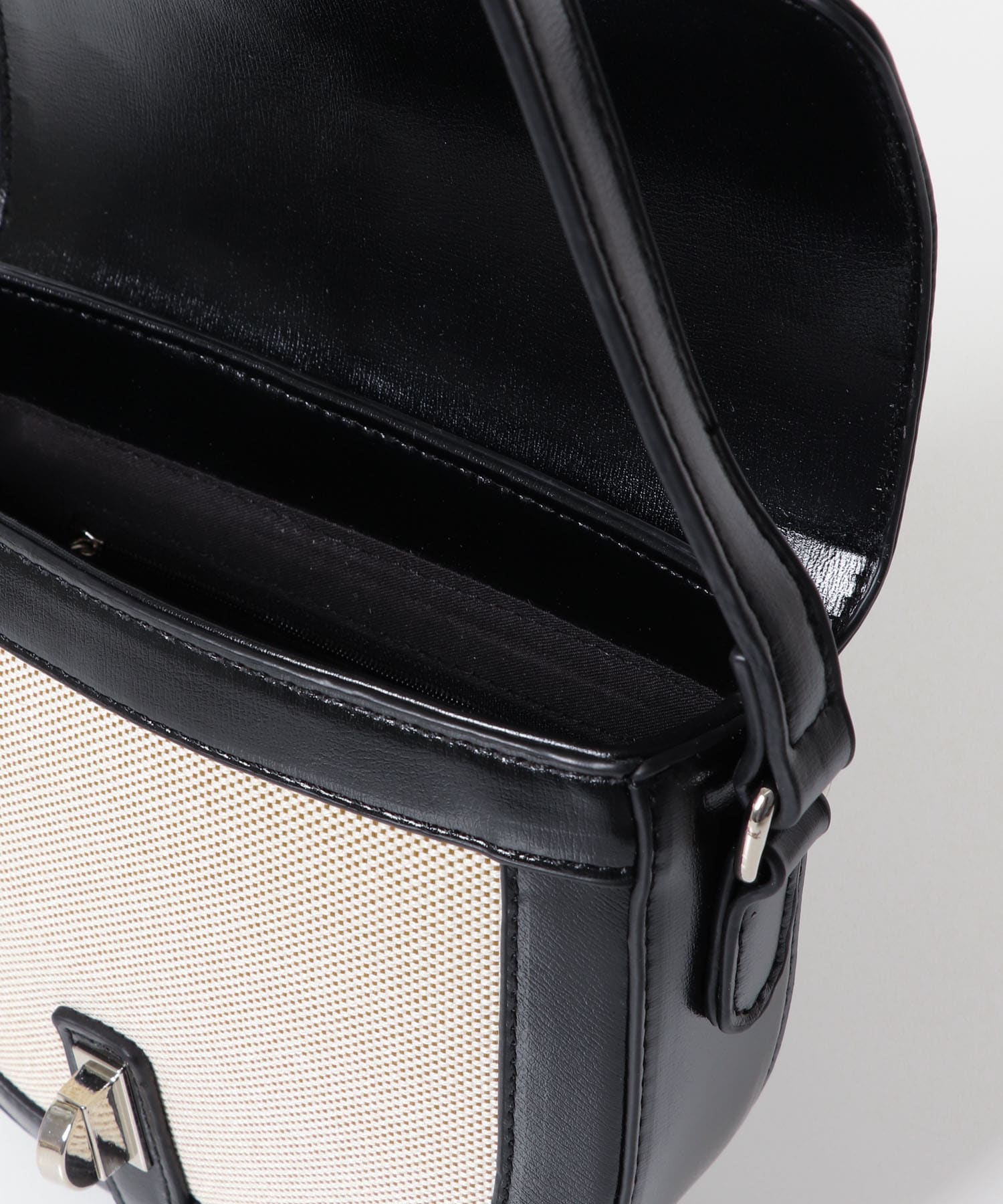 キャンバスコンビショルダーバッグ BLACK -