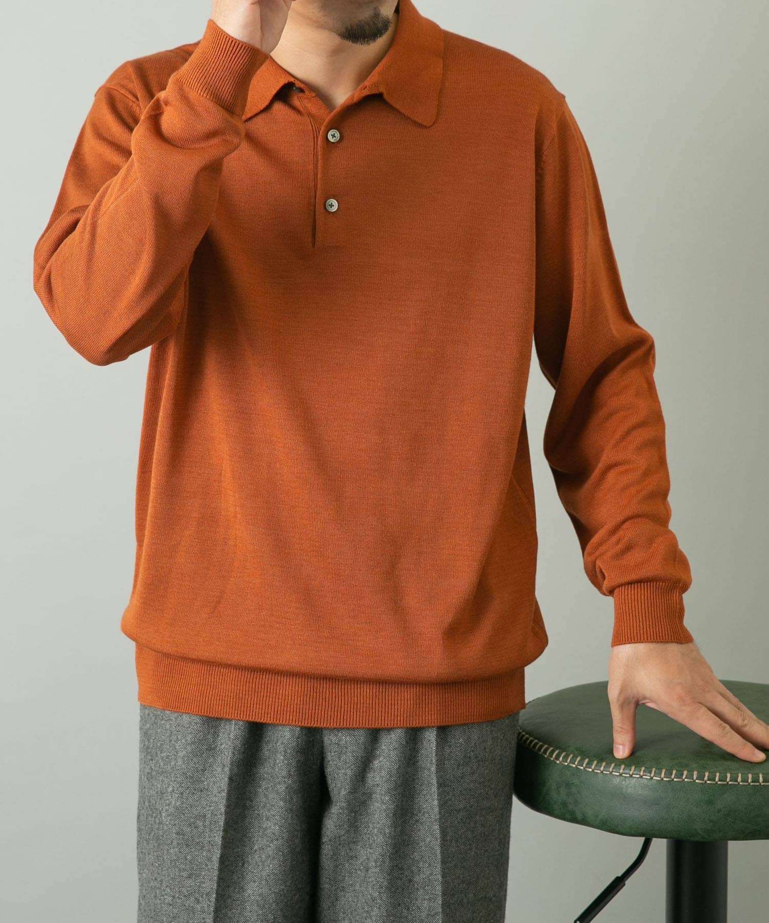 『一部WEB限定カラー』『XLサイズあり』『UR TECH』ハイゲージニットポロシャツ L.BROWN M