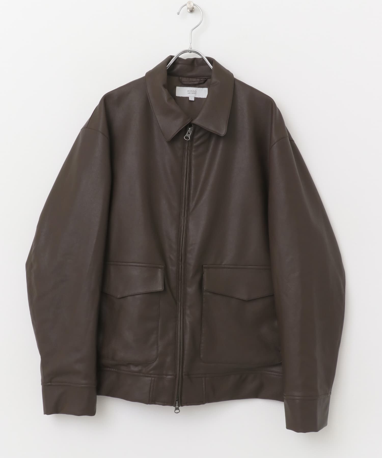 『XLサイズあり』Fake Fabricブルゾン D.BROWN M