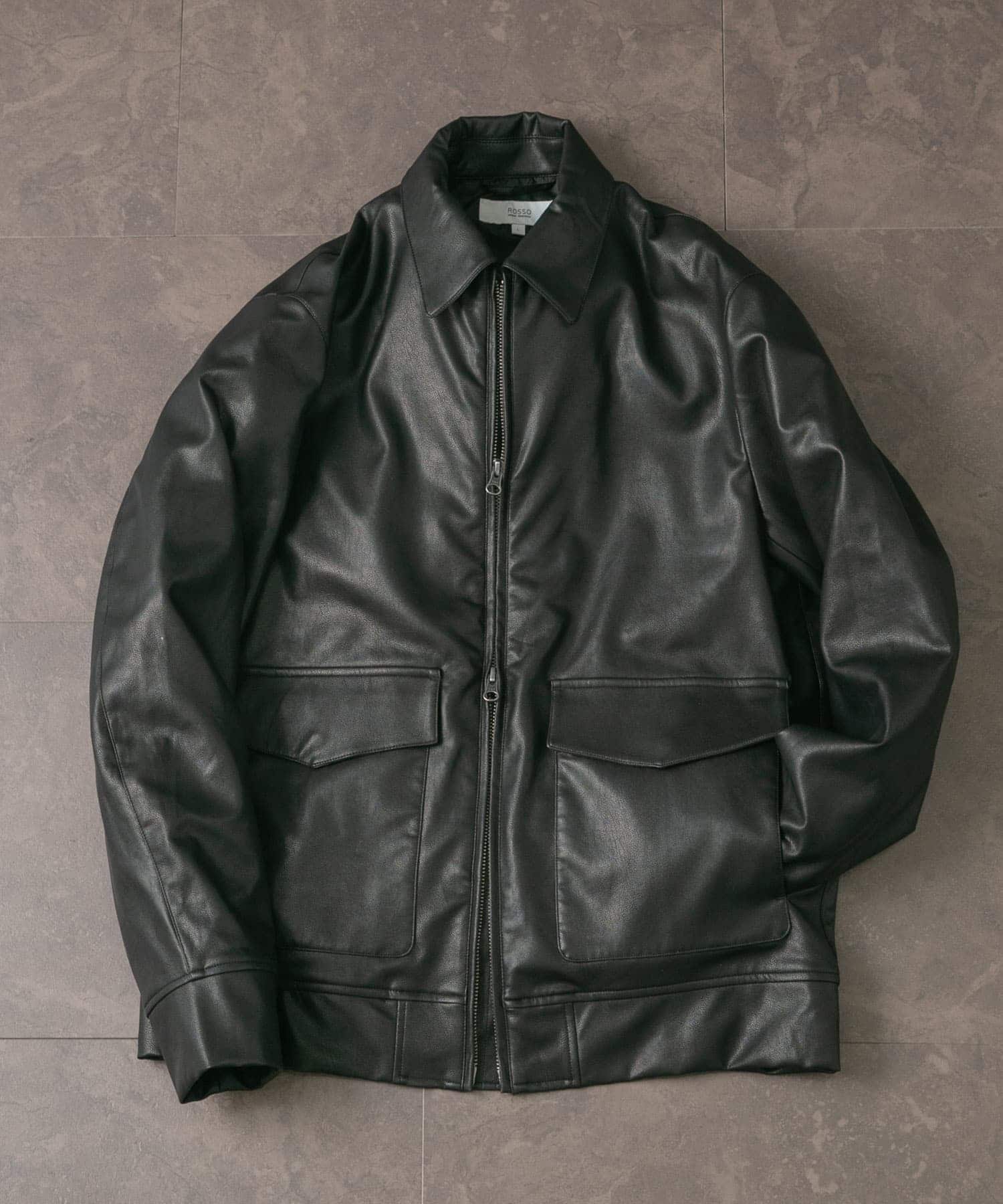 『XLサイズあり』Fake Fabricブルゾン BLACK XL