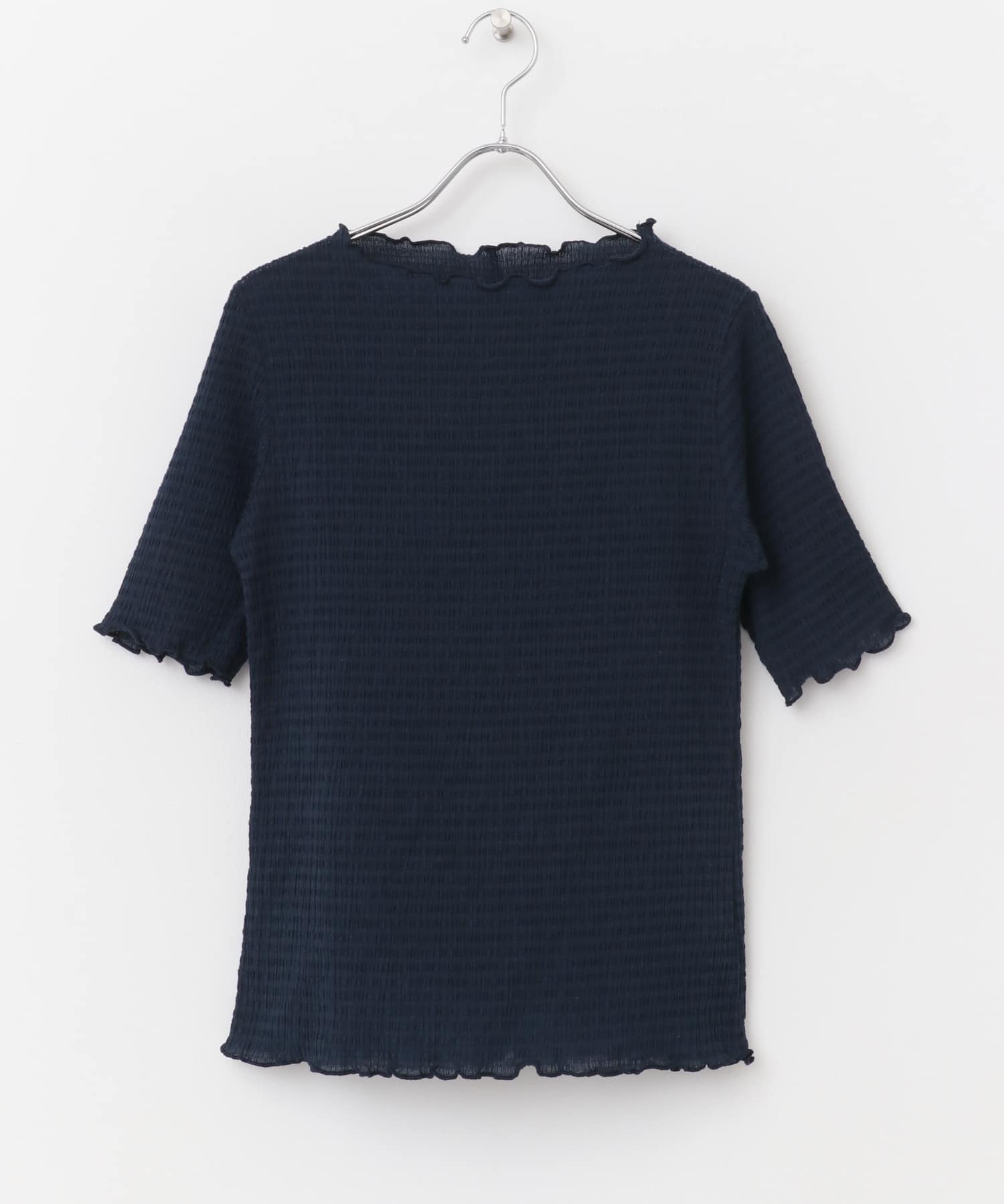 シアー楊柳ボートネックプルオーバー NAVY FREE