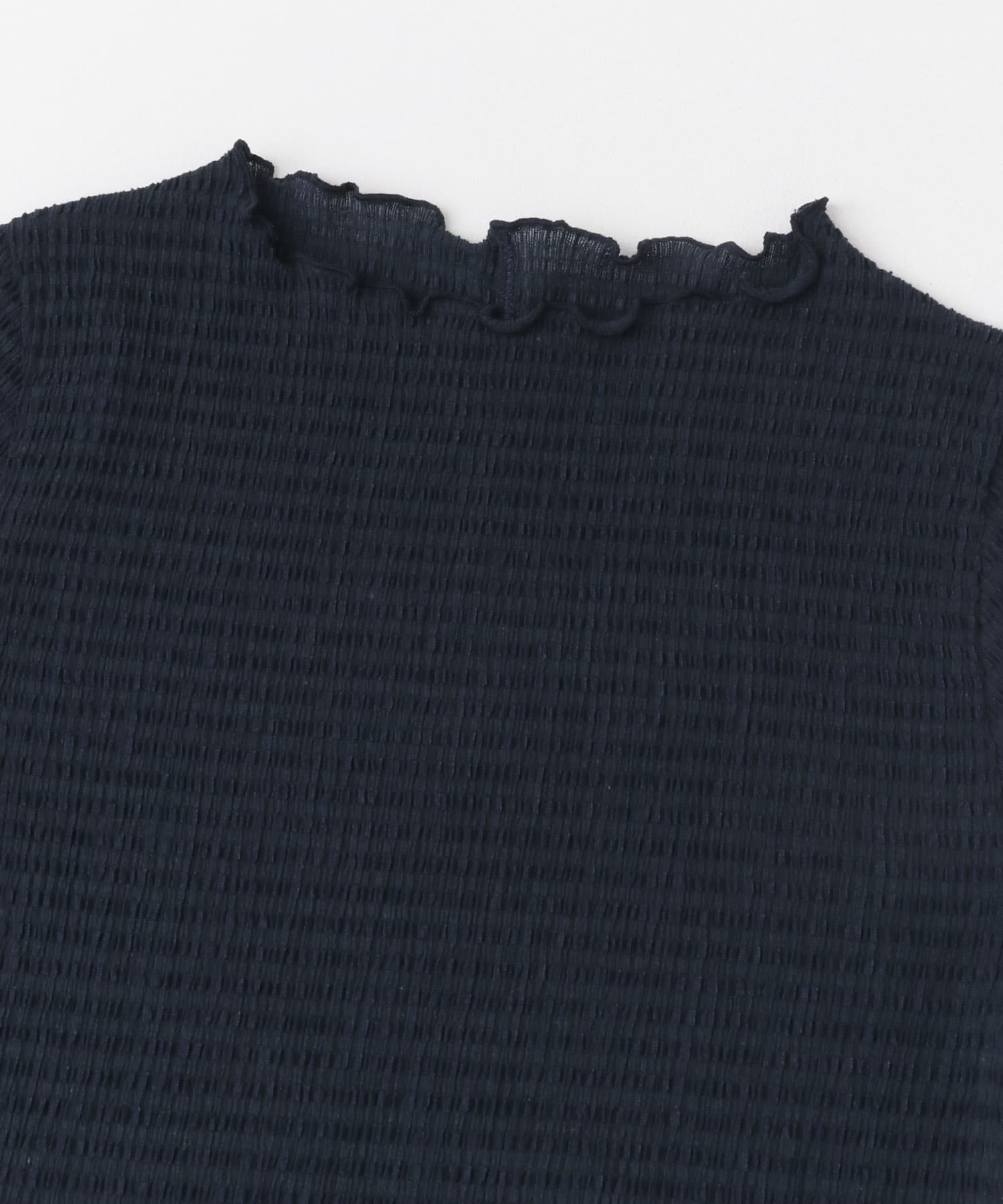 シアー楊柳ボートネックプルオーバー NAVY FREE