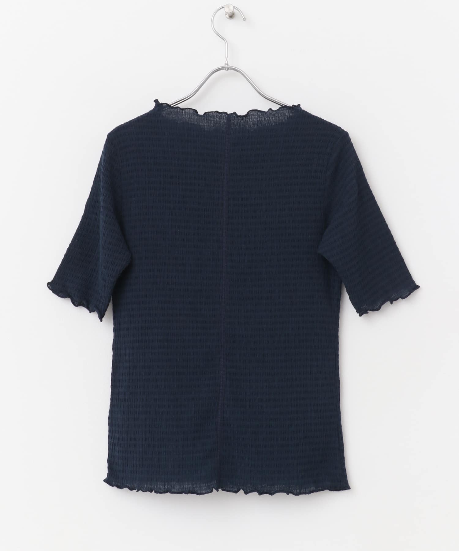 シアー楊柳ボートネックプルオーバー NAVY FREE
