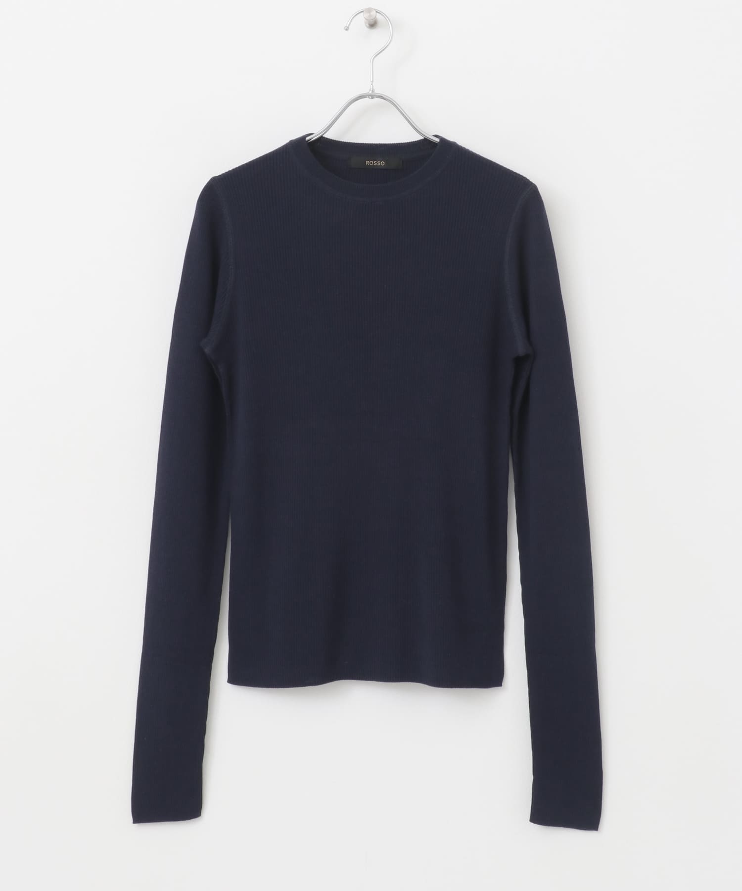 シルク混リブデザインニット NAVY FREE