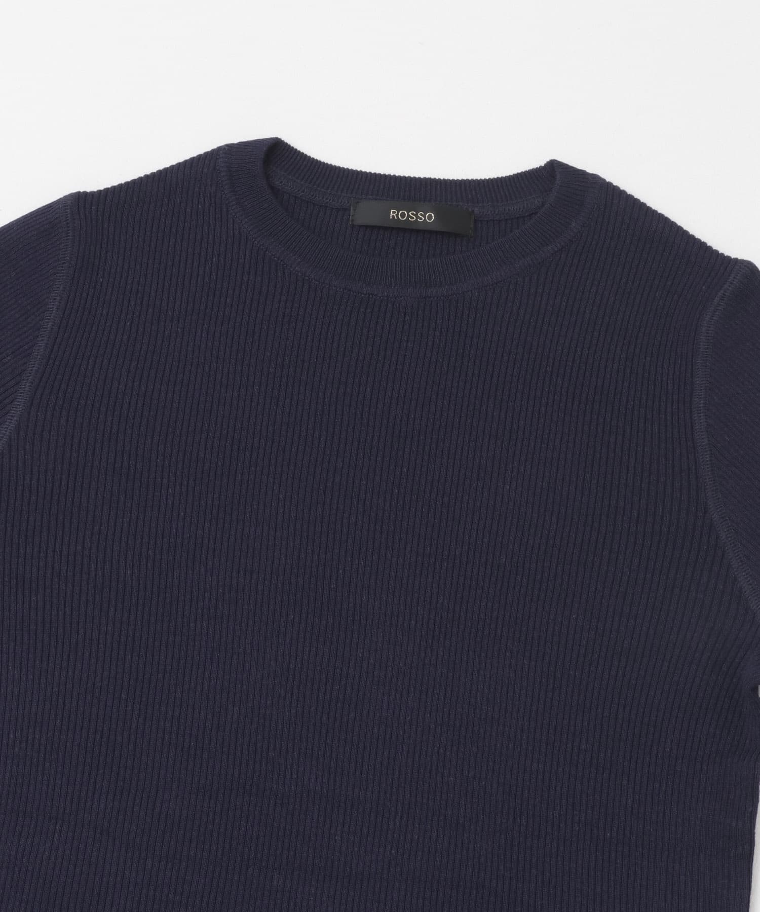 シルク混リブデザインニット NAVY FREE