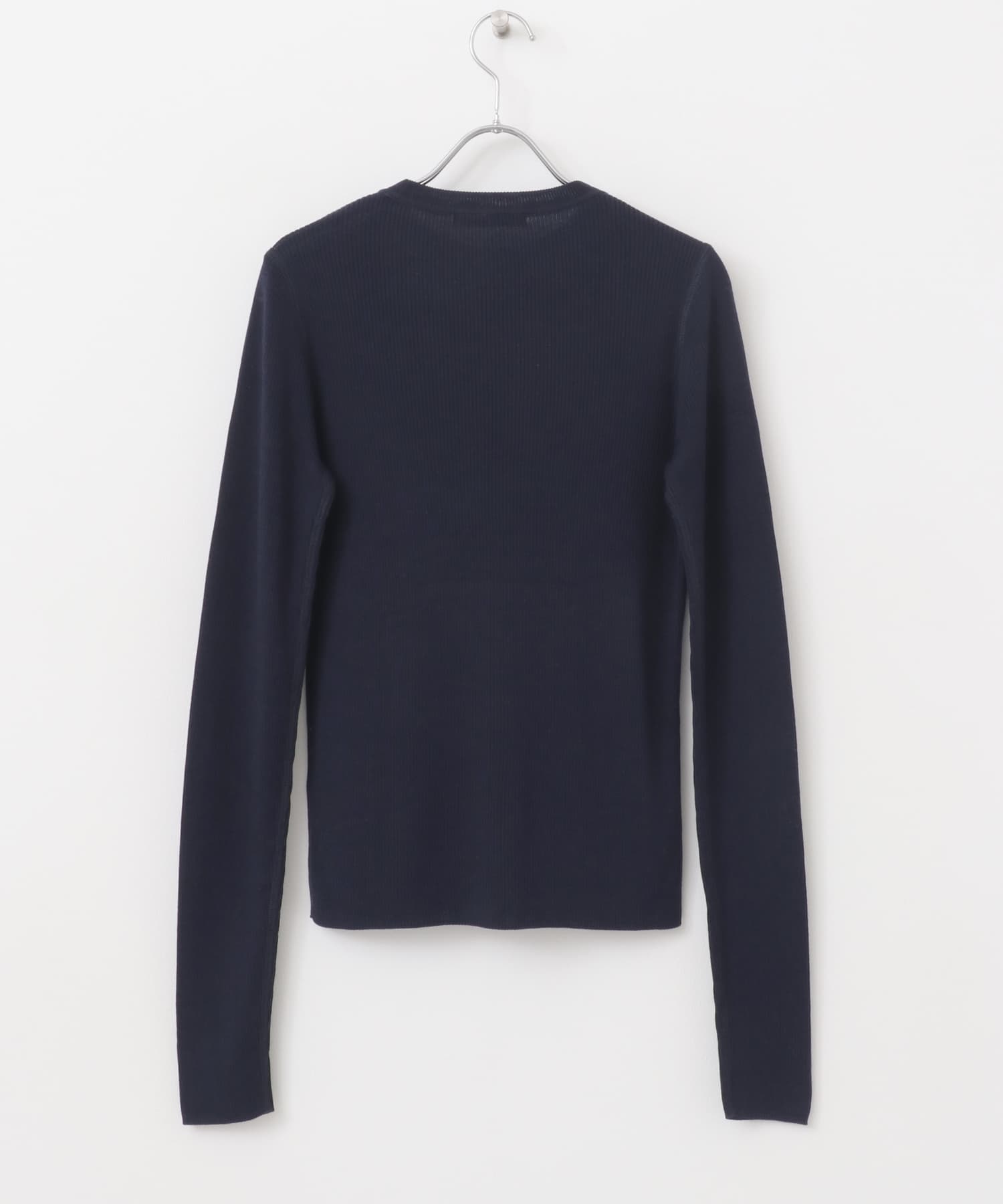 シルク混リブデザインニット NAVY FREE