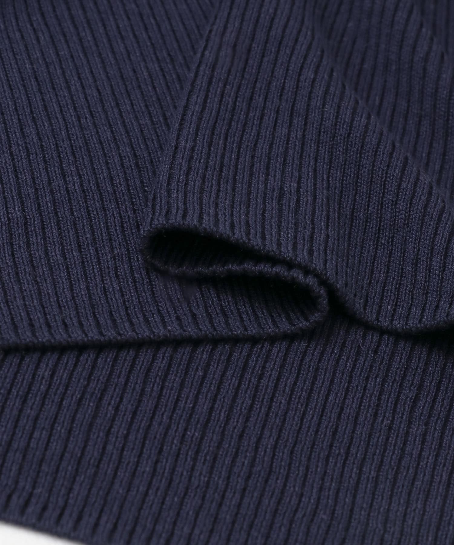 シルク混リブデザインニット NAVY FREE