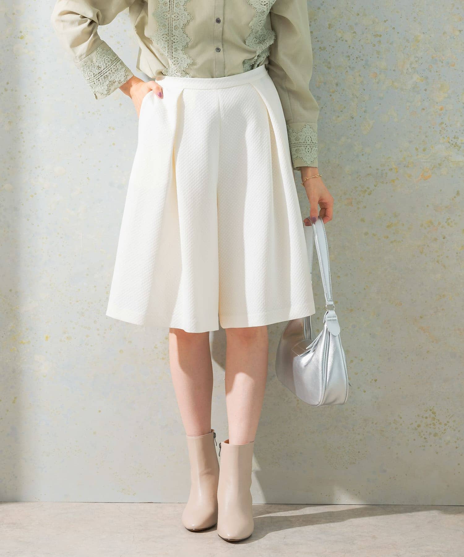 ジャガードドレスパンツ WHITE 36