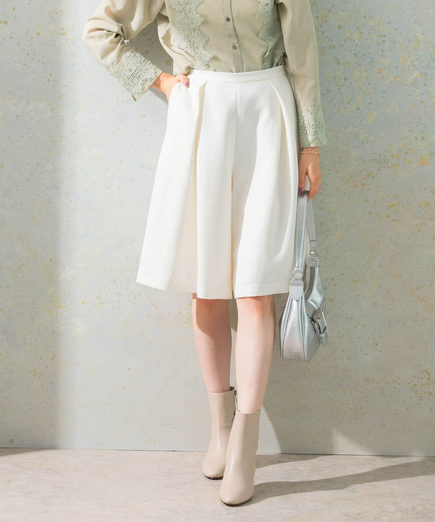 ジャガードドレスパンツ WHITE 36