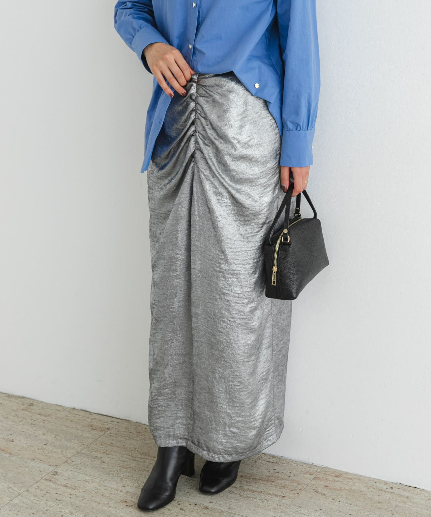 F by ROSSO　シャイニーフロントギャザータイトスカート