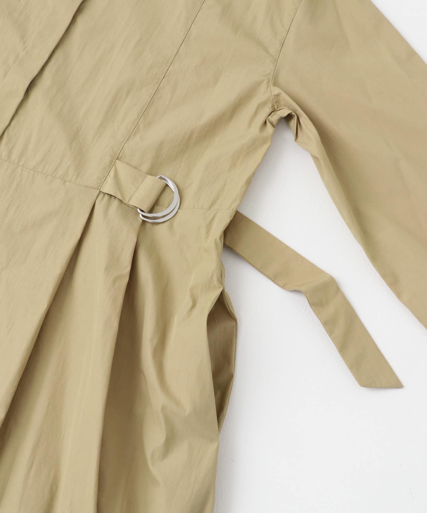 ハイネックサイドベルトシャツワンピース BEIGE FREE