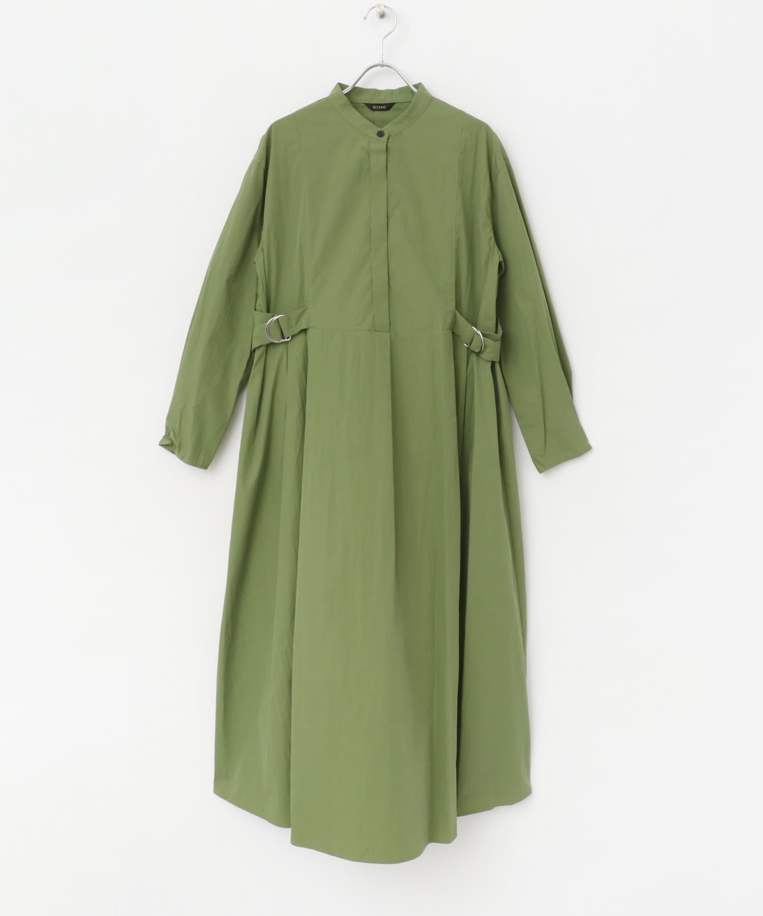 ハイネックサイドベルトシャツワンピース KHAKI FREE