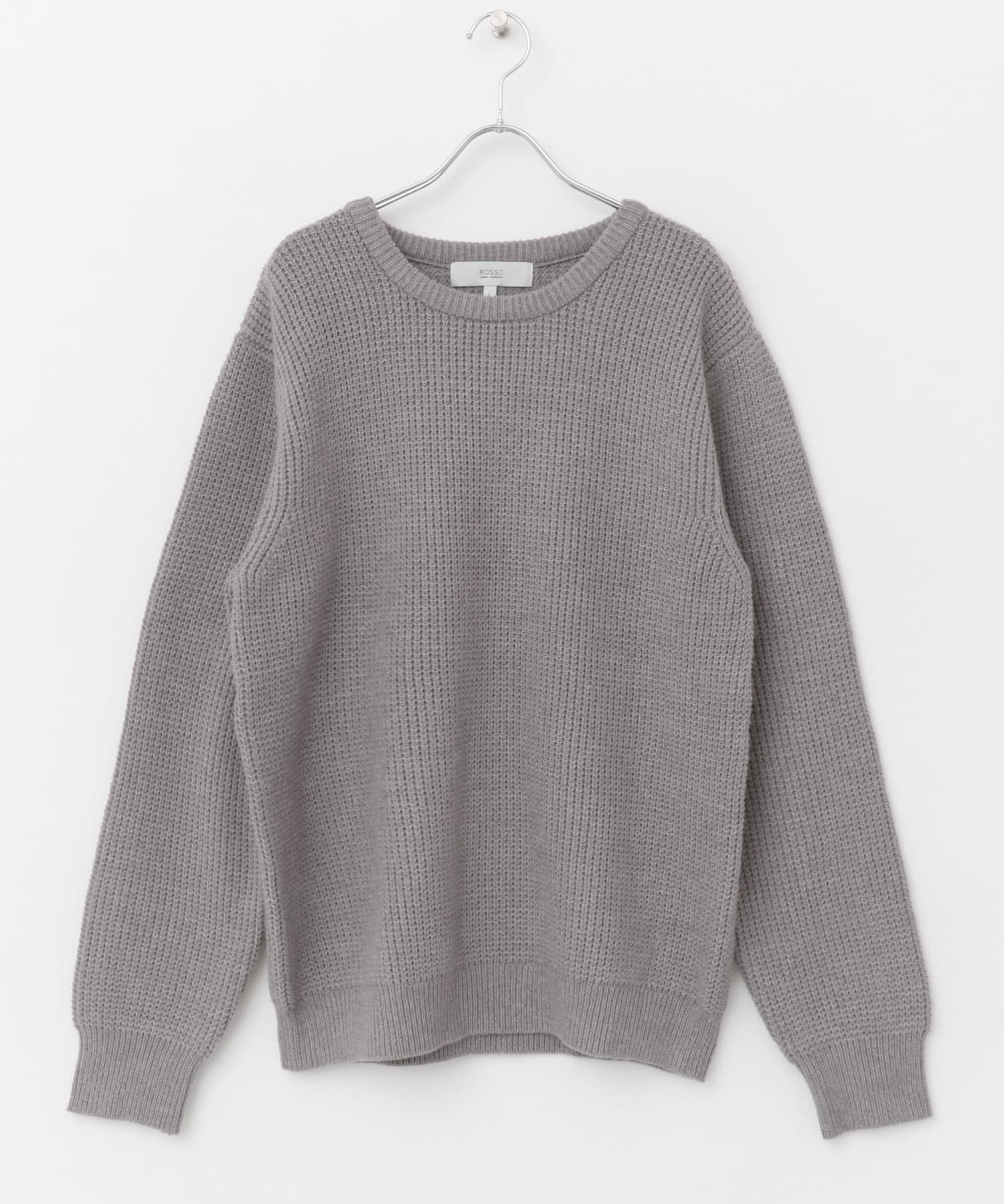ウォッシャブルストレッチワッフルクルーネックプルオーバー GRAY M