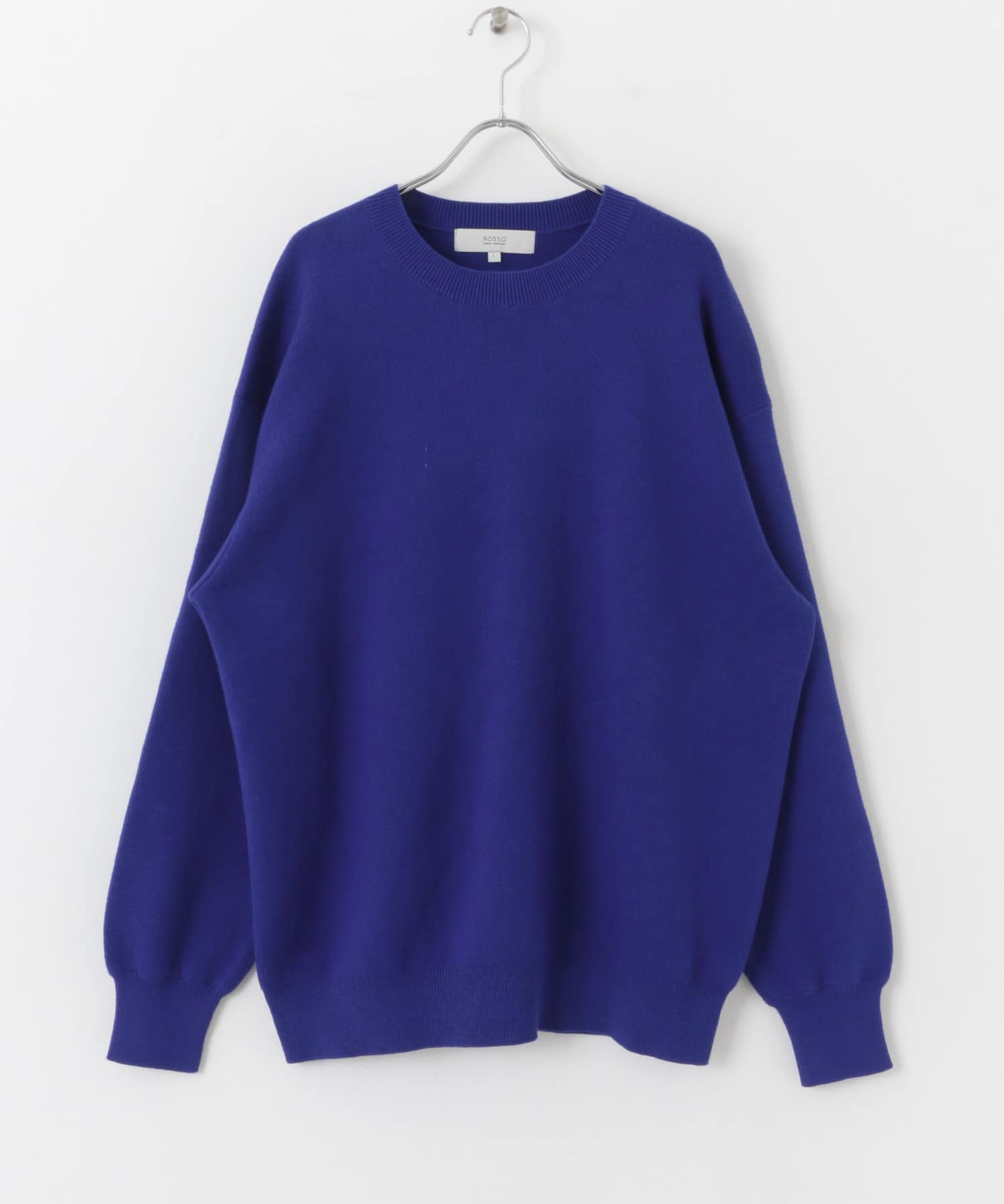 『一部WEB限定カラー』綿カシミヤワイドフィットクルーネックニット BLUE M