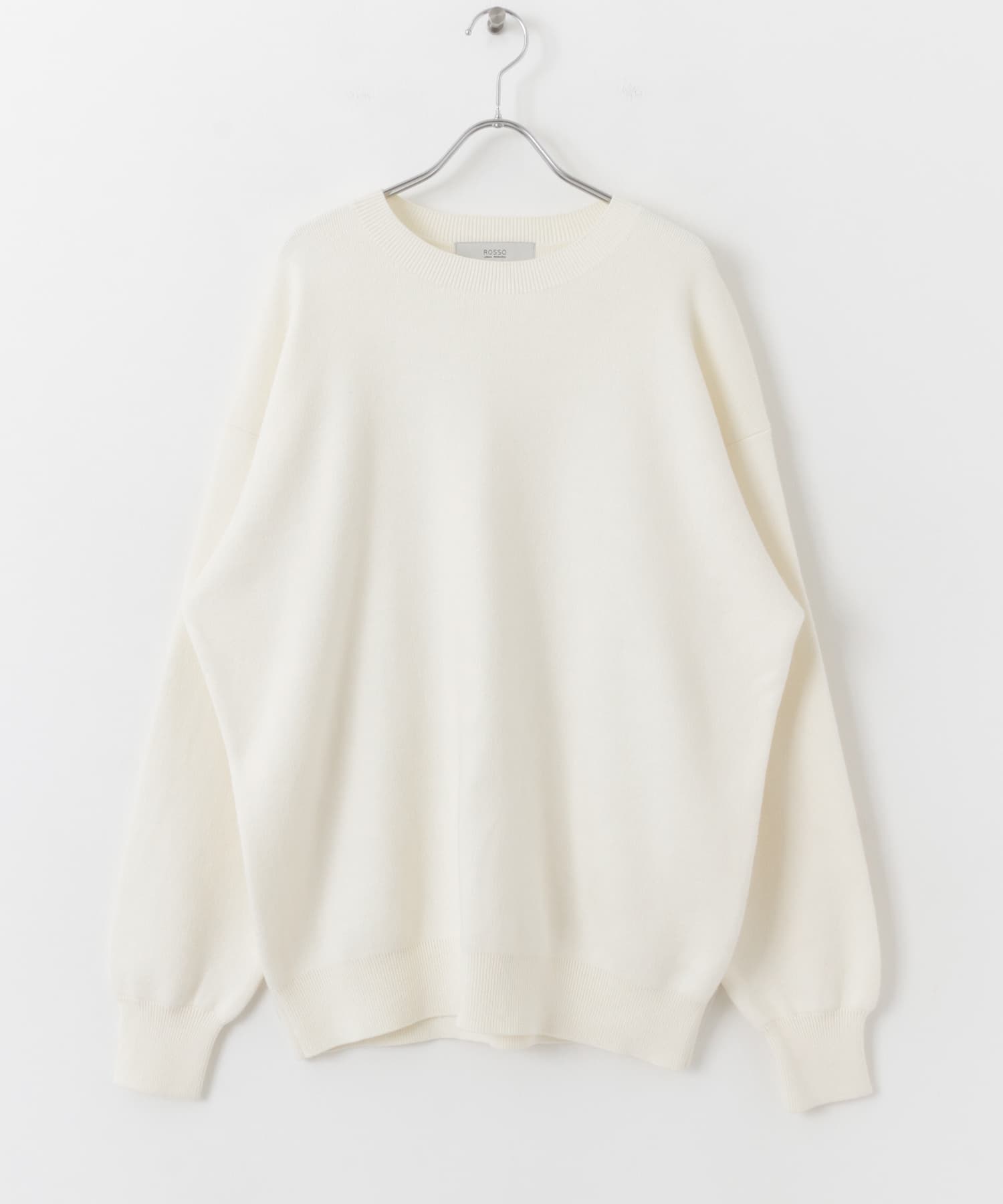 『一部WEB限定カラー』綿カシミヤワイドフィットクルーネックニット IVORY M