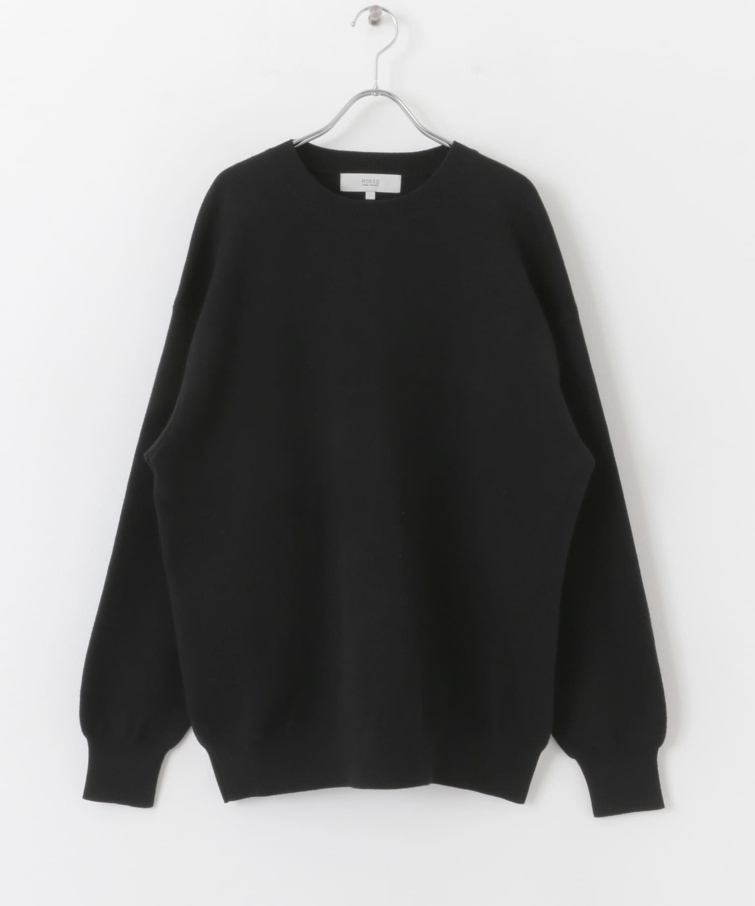『一部WEB限定カラー』綿カシミヤワイドフィットクルーネックニット BLACK M