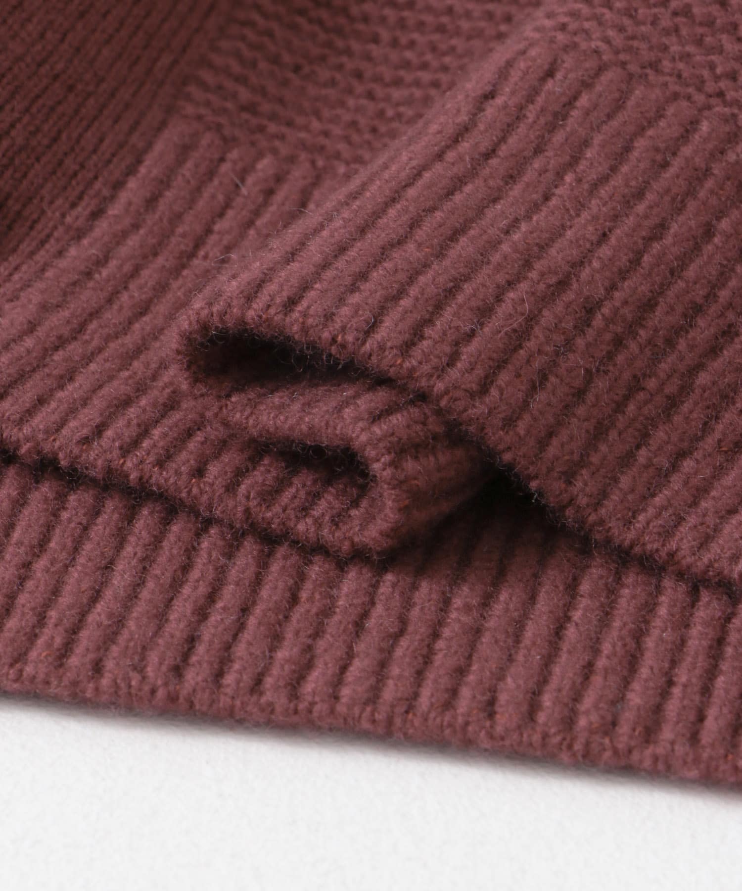 『XLサイズあり』ハミルトンウールガーター編みVネックカーディガン BURGUNDY S