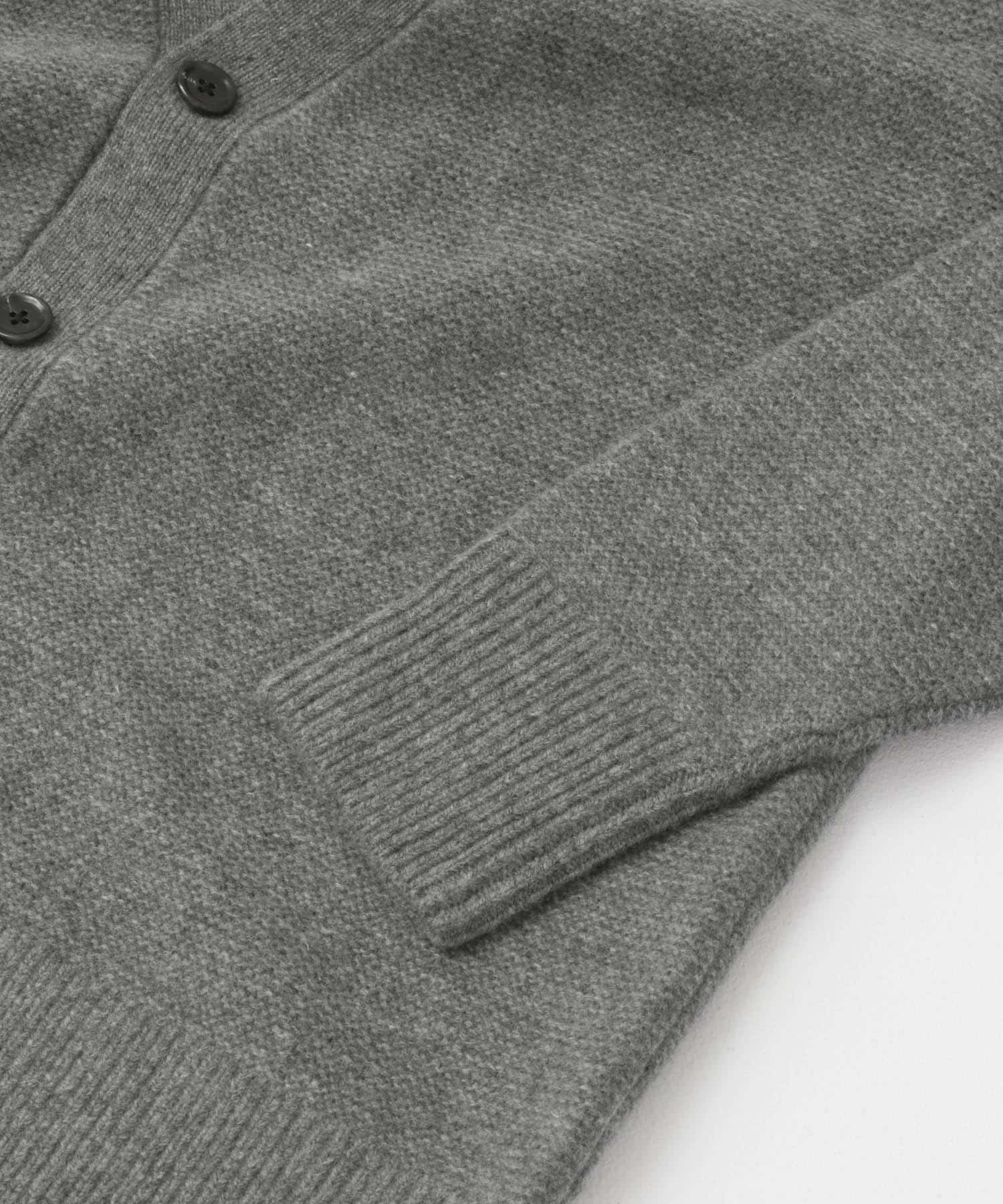『XLサイズあり』ハミルトンウールガーター編みVネックカーディガン GRAY S
