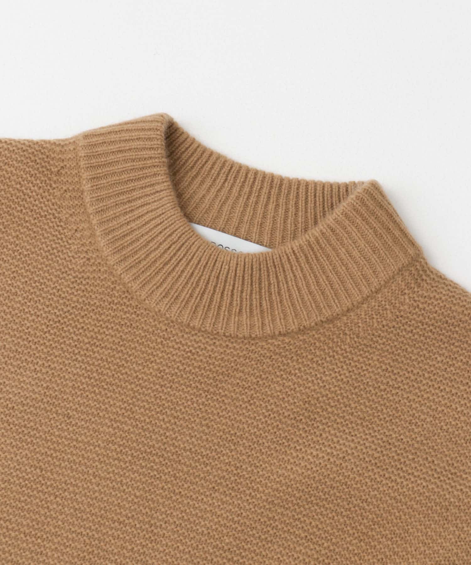 『XLサイズあり』ハミルトンウールガーター編みモックネックプルオーバー L.BROWN S
