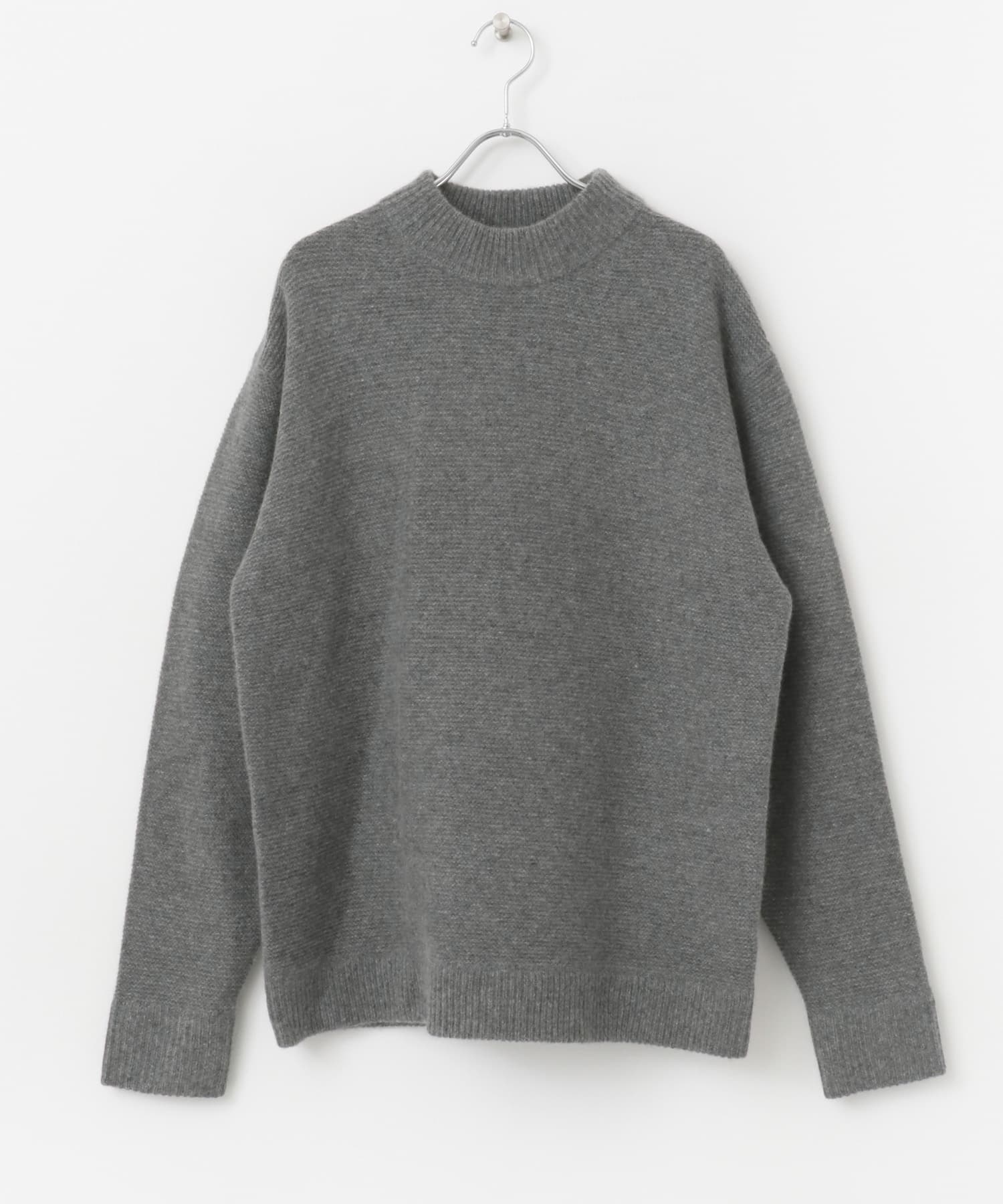 『XLサイズあり』ハミルトンウールガーター編みモックネックプルオーバー GRAY S