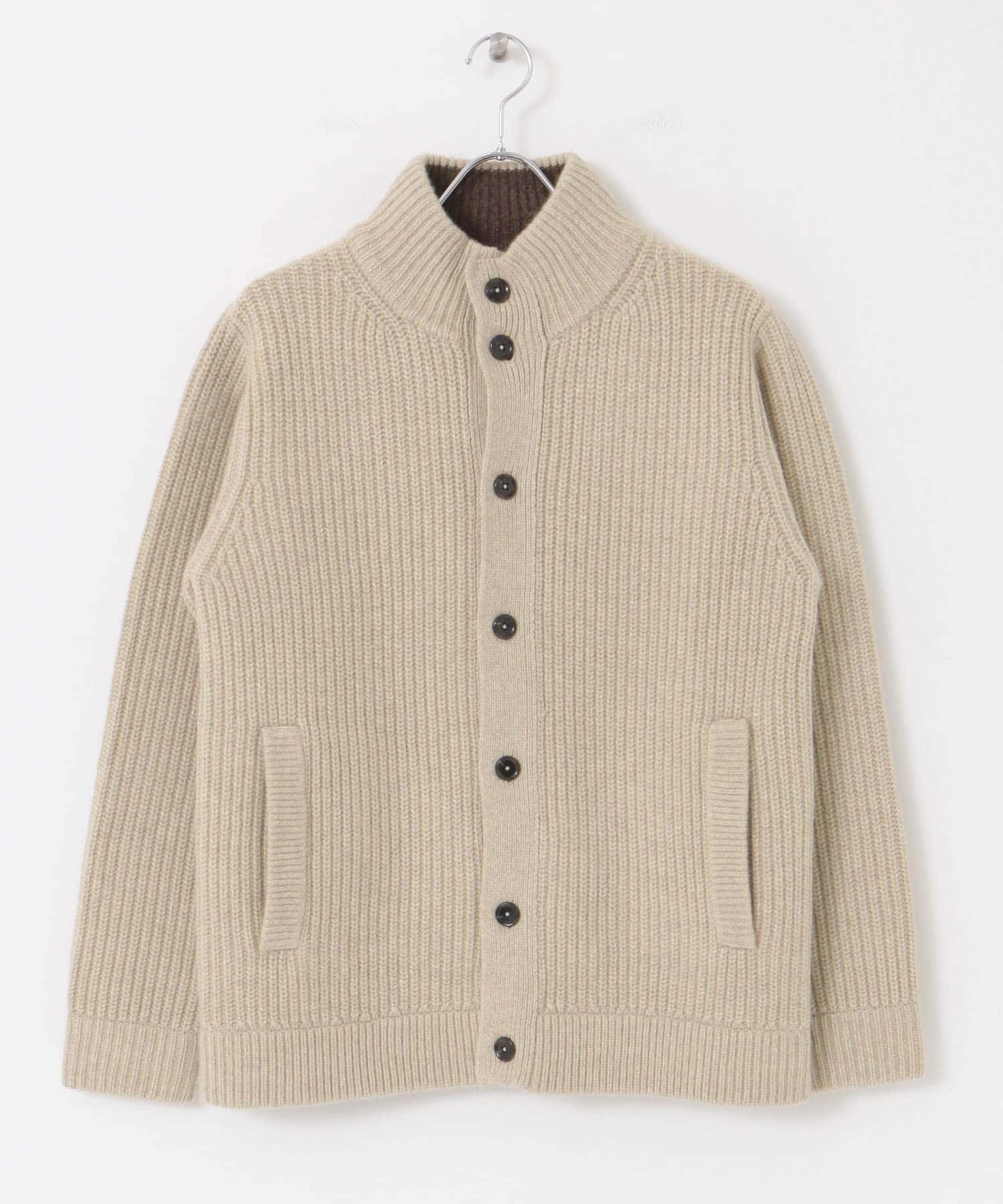 『XLサイズあり』ハミルトンラムズウールスタンドカラーカーディガン BEIGE S