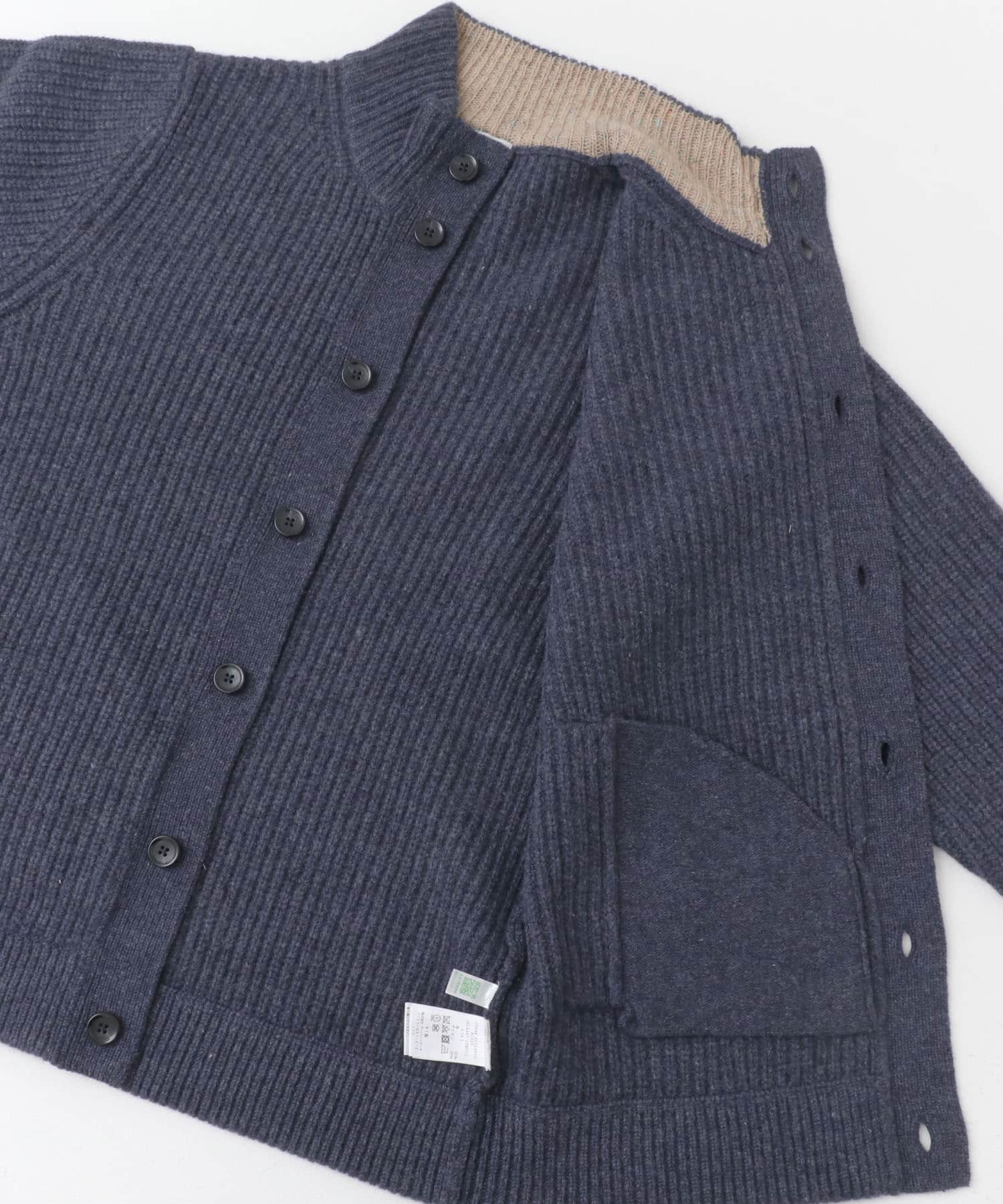 『XLサイズあり』ハミルトンラムズウールスタンドカラーカーディガン NAVY S