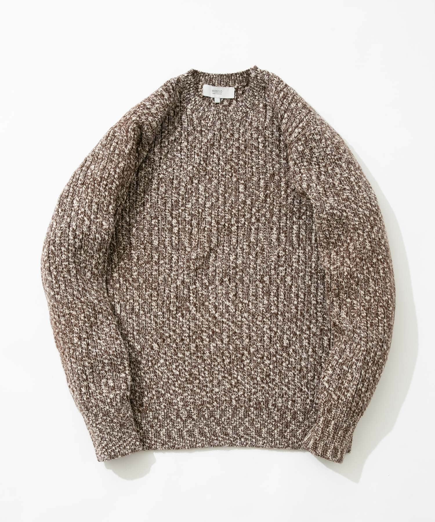 『WEB限定』『XLサイズあり』スラブリブクルーネックニット BROWN S