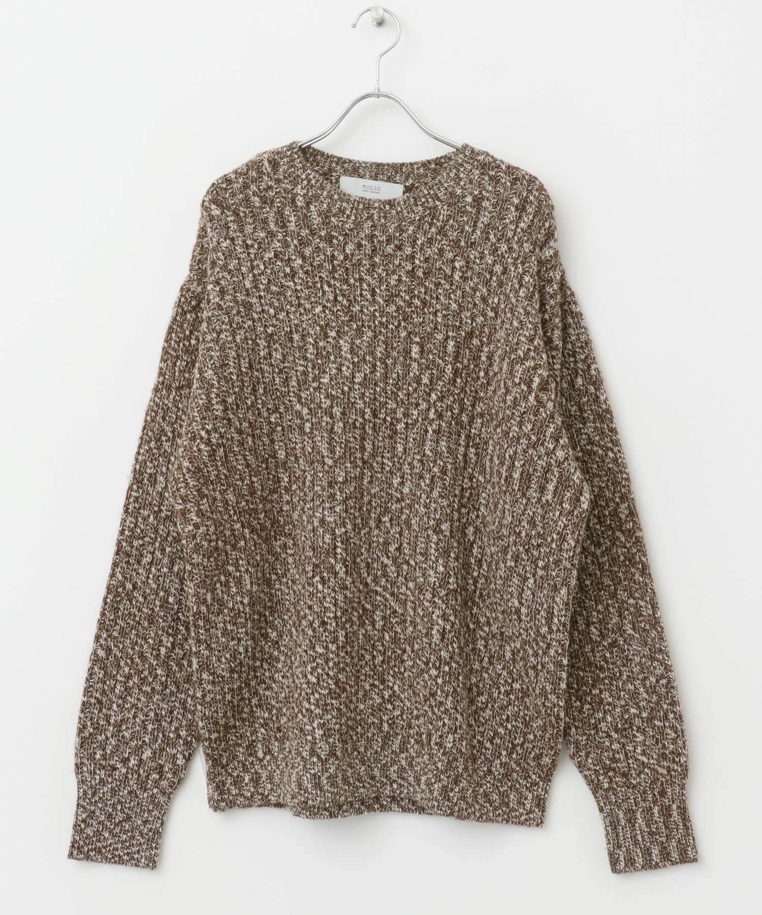 『WEB限定』『XLサイズあり』スラブリブクルーネックニット BROWN S