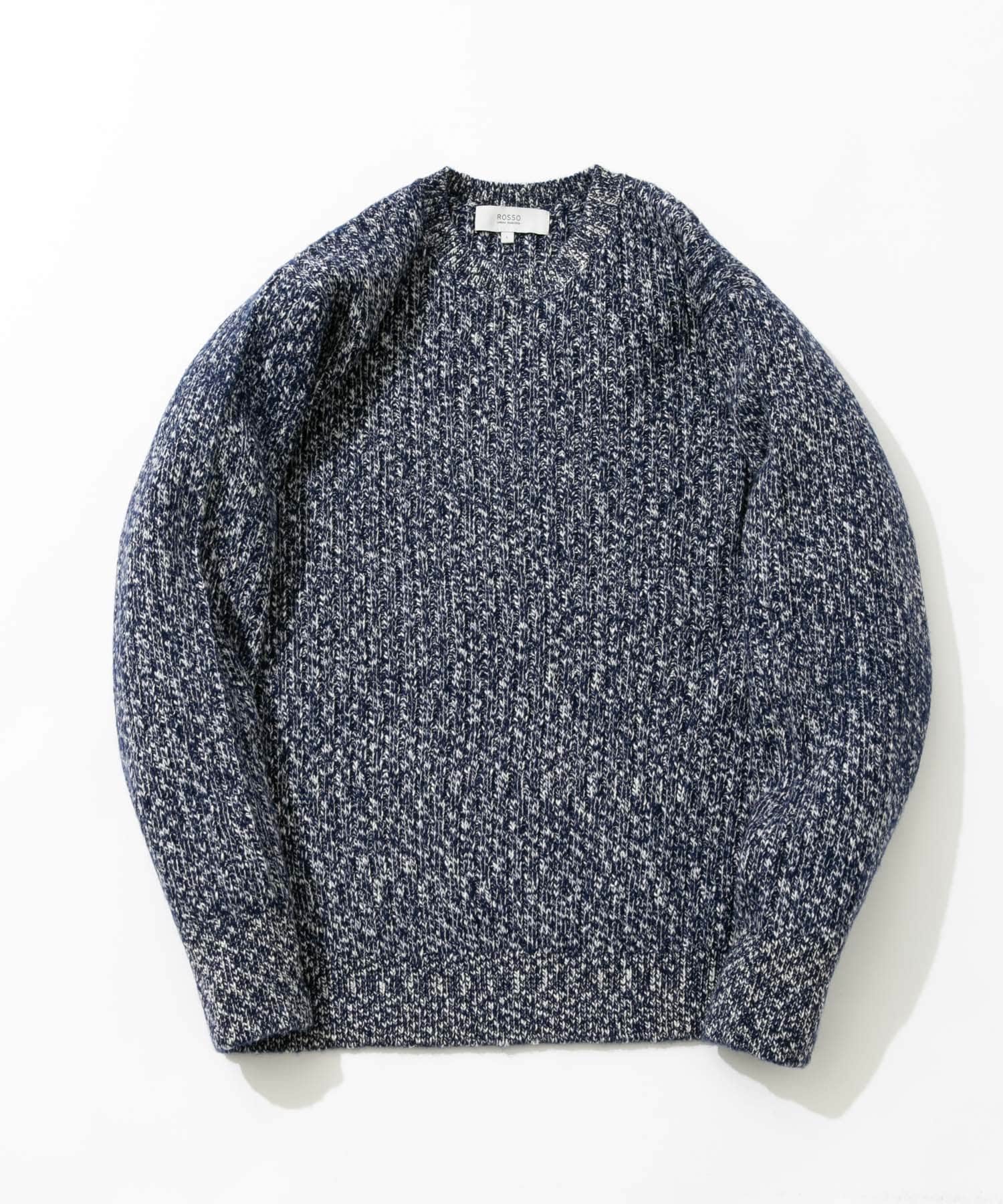『WEB限定』『XLサイズあり』スラブリブクルーネックニット NAVY S
