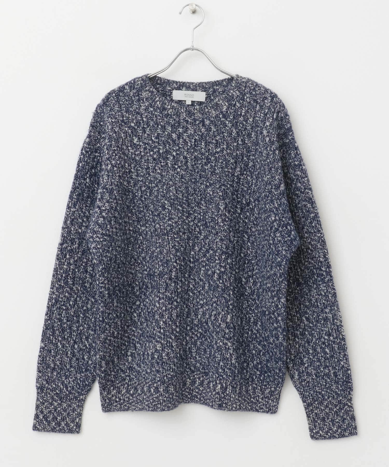 『WEB限定』『XLサイズあり』スラブリブクルーネックニット NAVY S