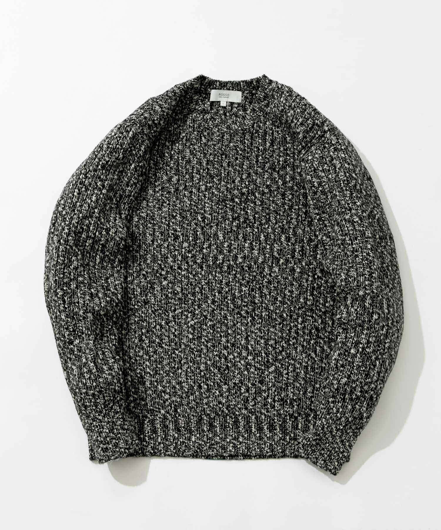 『WEB限定』『XLサイズあり』スラブリブクルーネックニット BLACK L