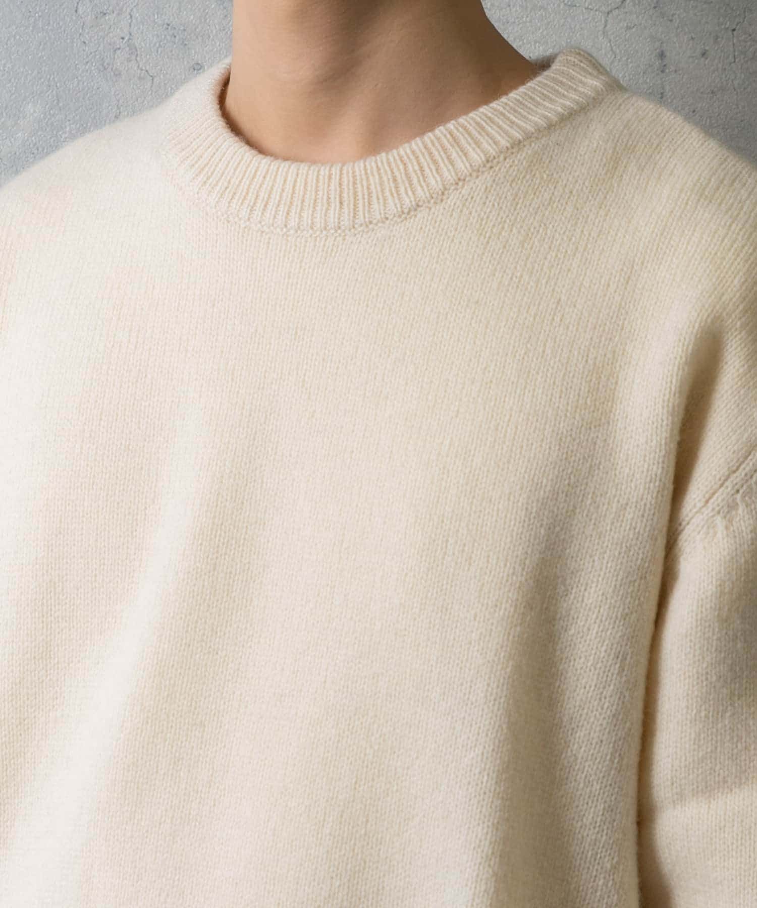 『XLサイズあり』シェットランドウールクルーネックニット WHITE XL
