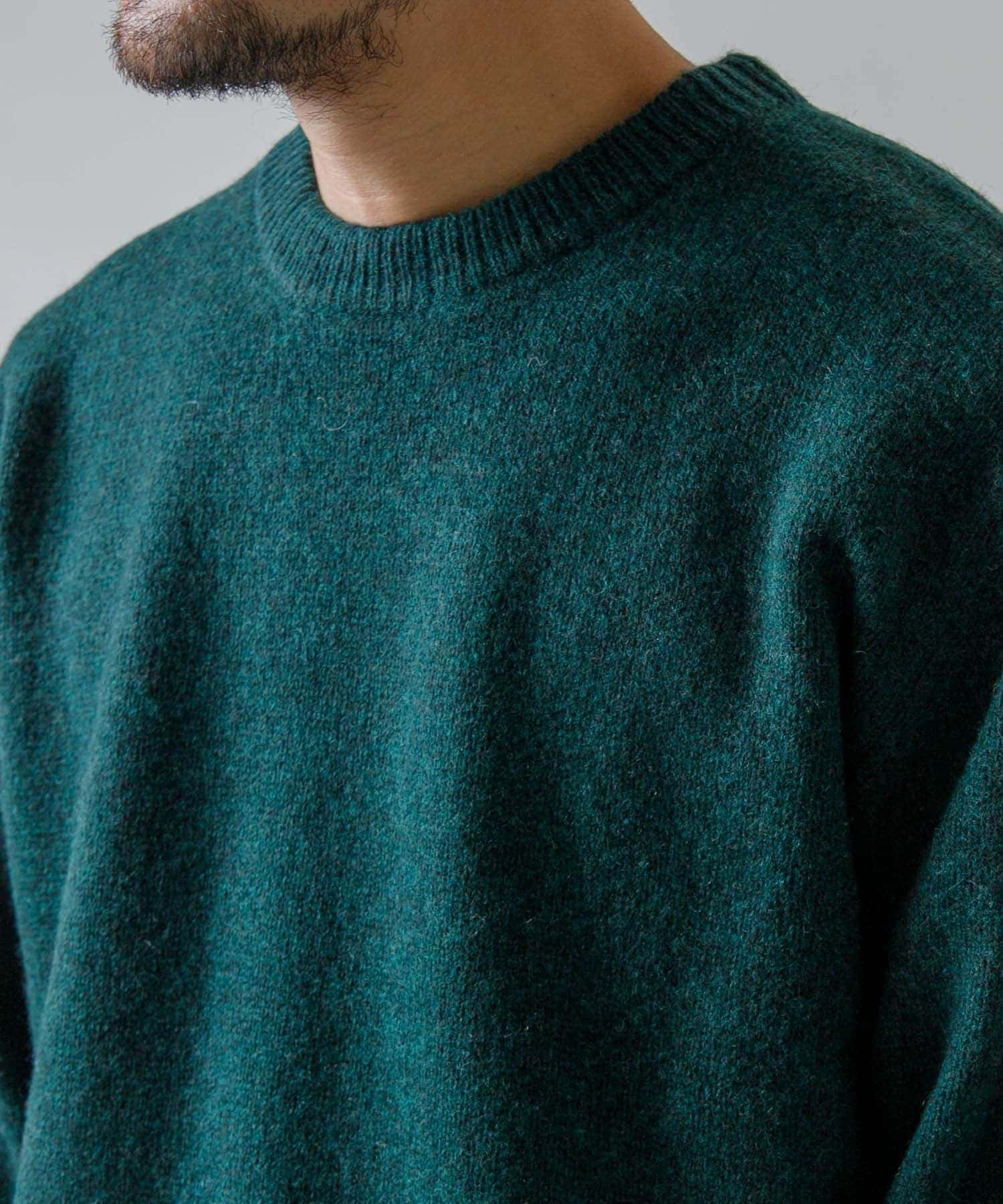 『XLサイズあり』シェットランドウールクルーネックニット GREEN M
