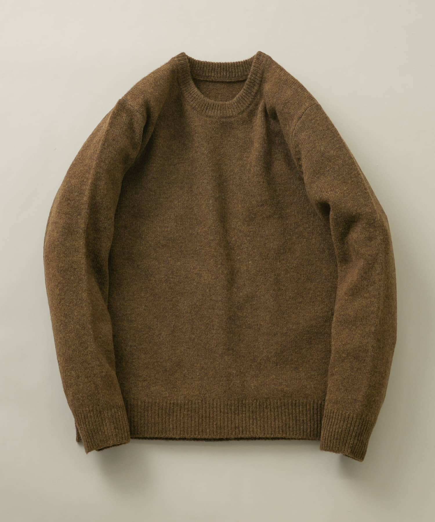 『XLサイズあり』シェットランドウールクルーネックニット KHAKI S
