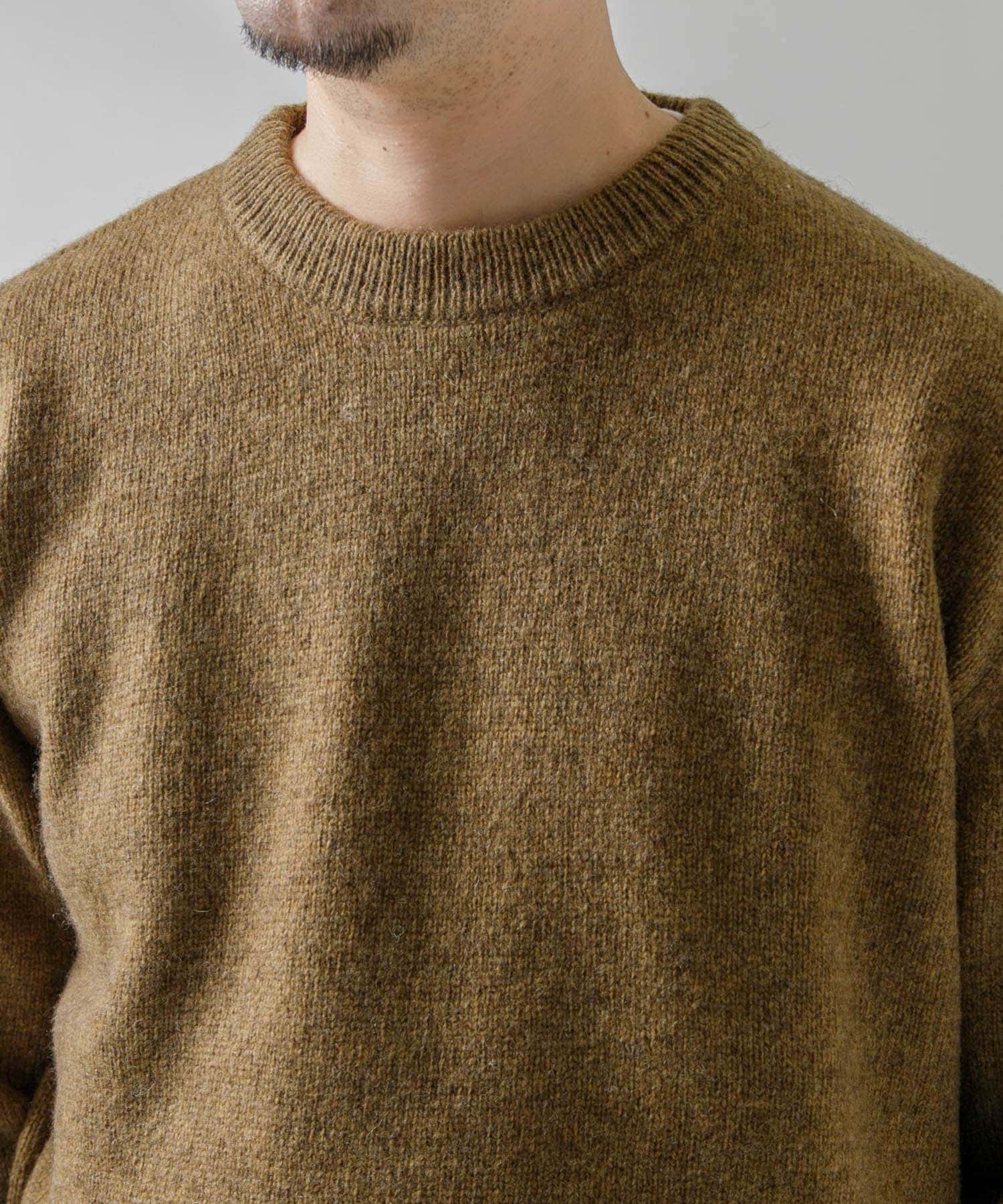 『XLサイズあり』シェットランドウールクルーネックニット KHAKI XL