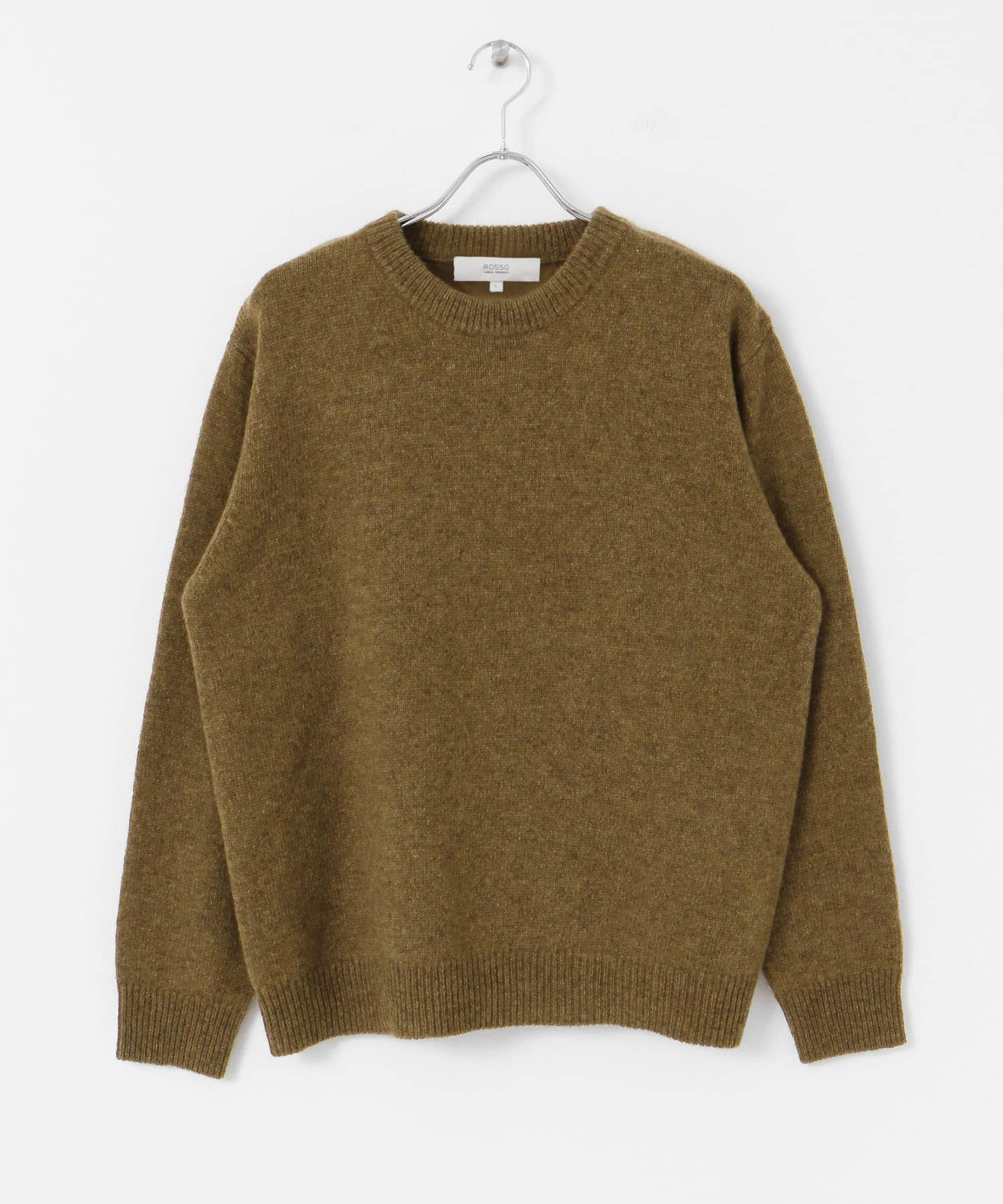 『XLサイズあり』シェットランドウールクルーネックニット KHAKI S