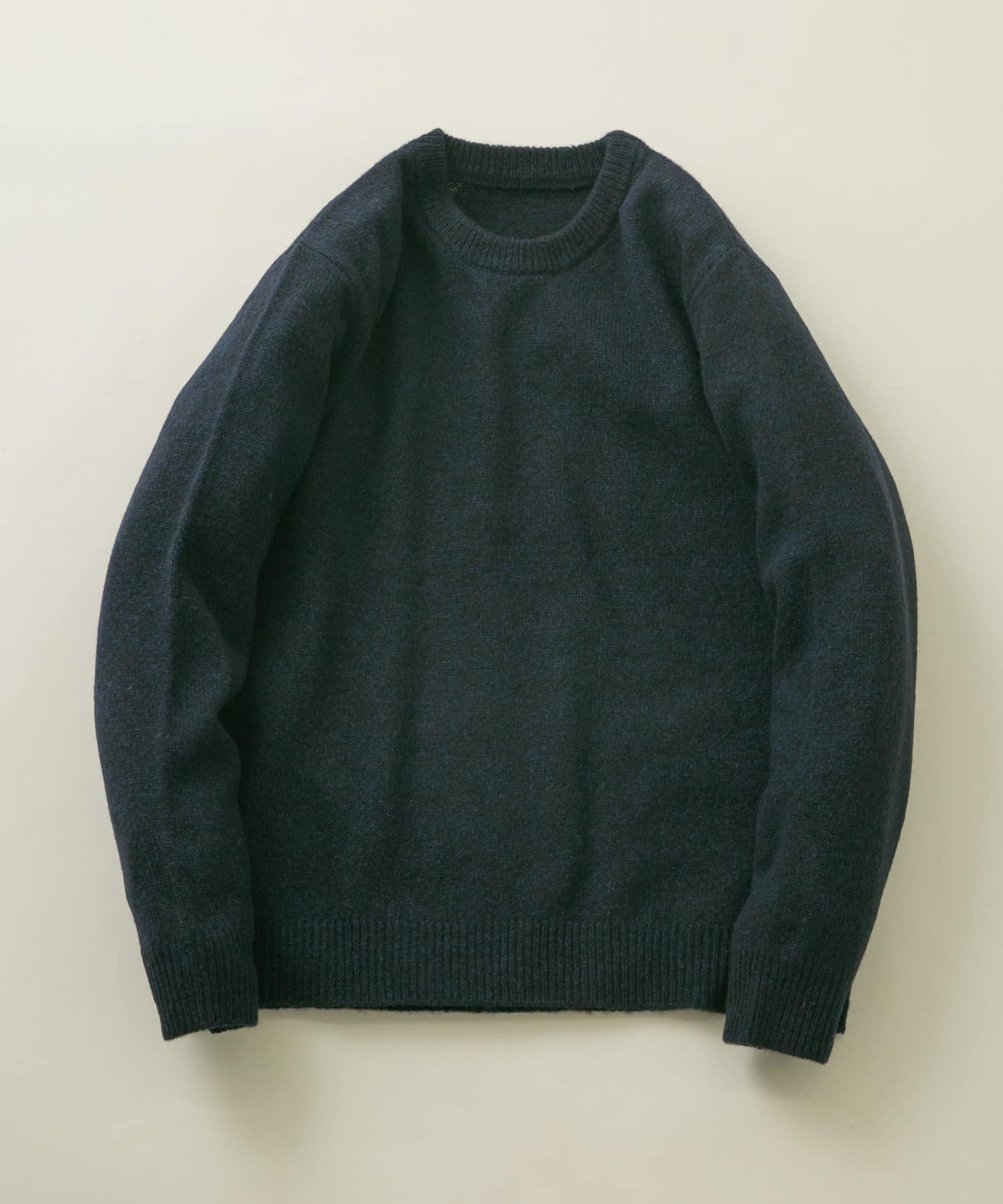 『XLサイズあり』シェットランドウールクルーネックニット NAVY S