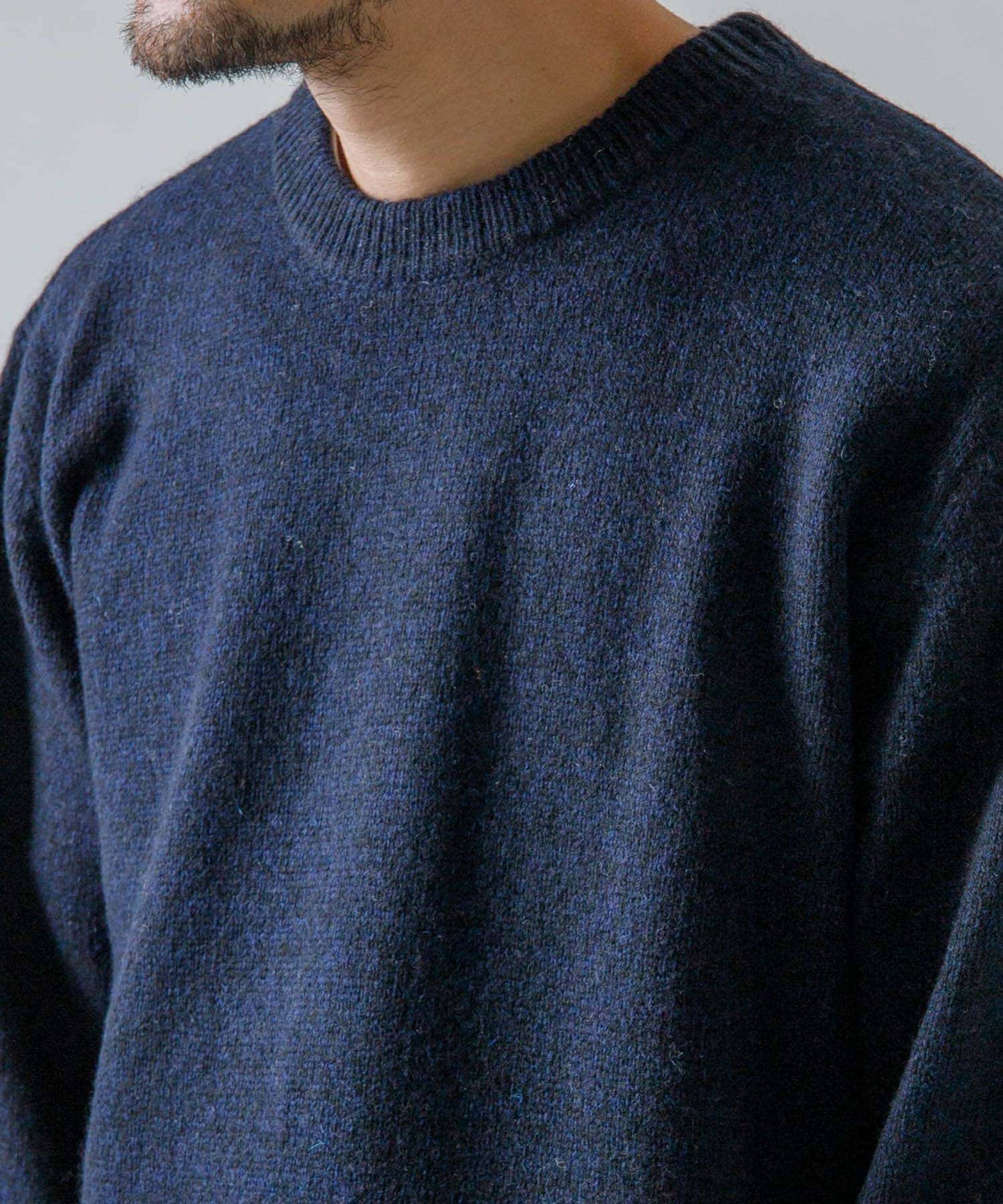 『XLサイズあり』シェットランドウールクルーネックニット NAVY M