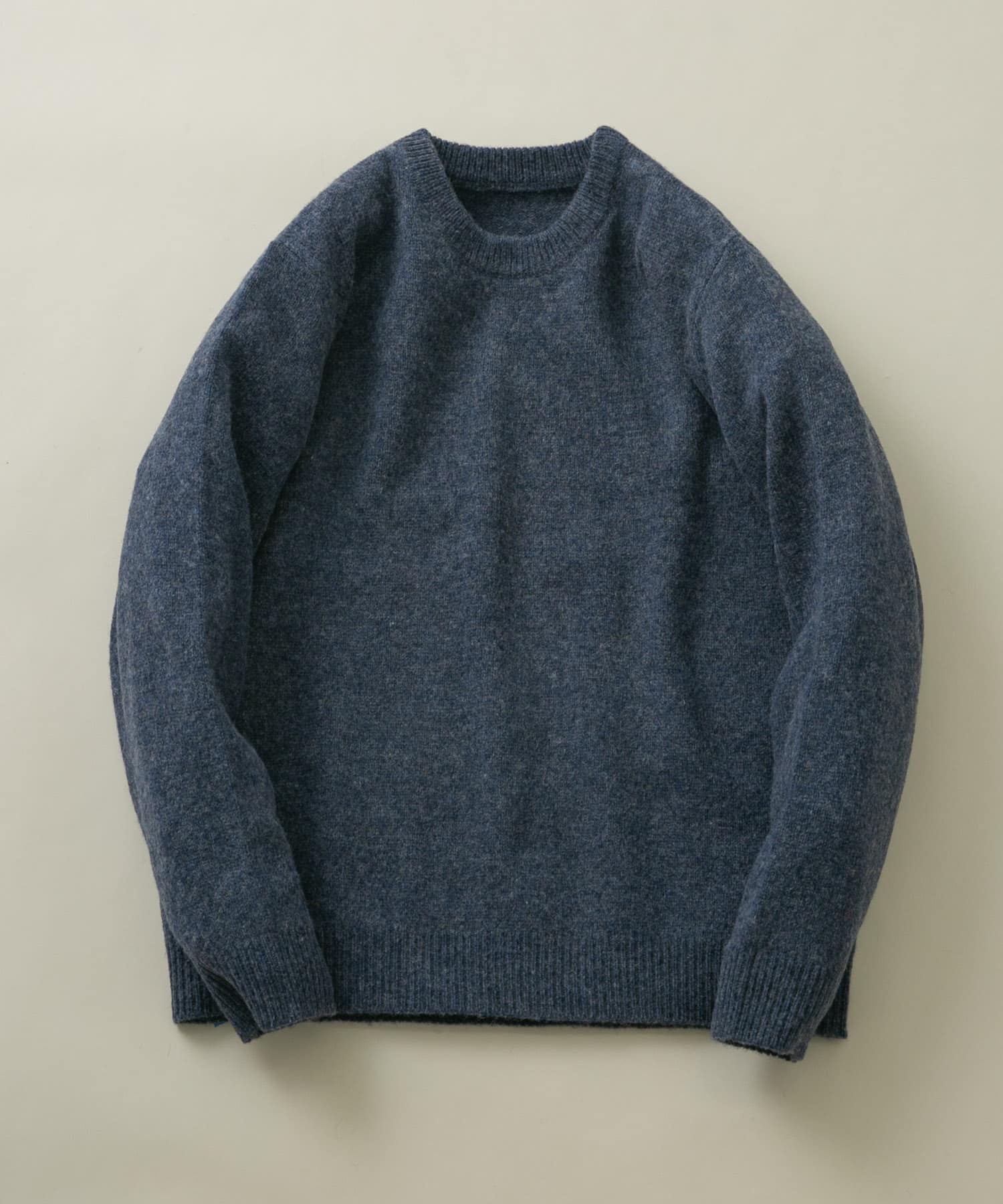『XLサイズあり』シェットランドウールクルーネックニット INDIGO S