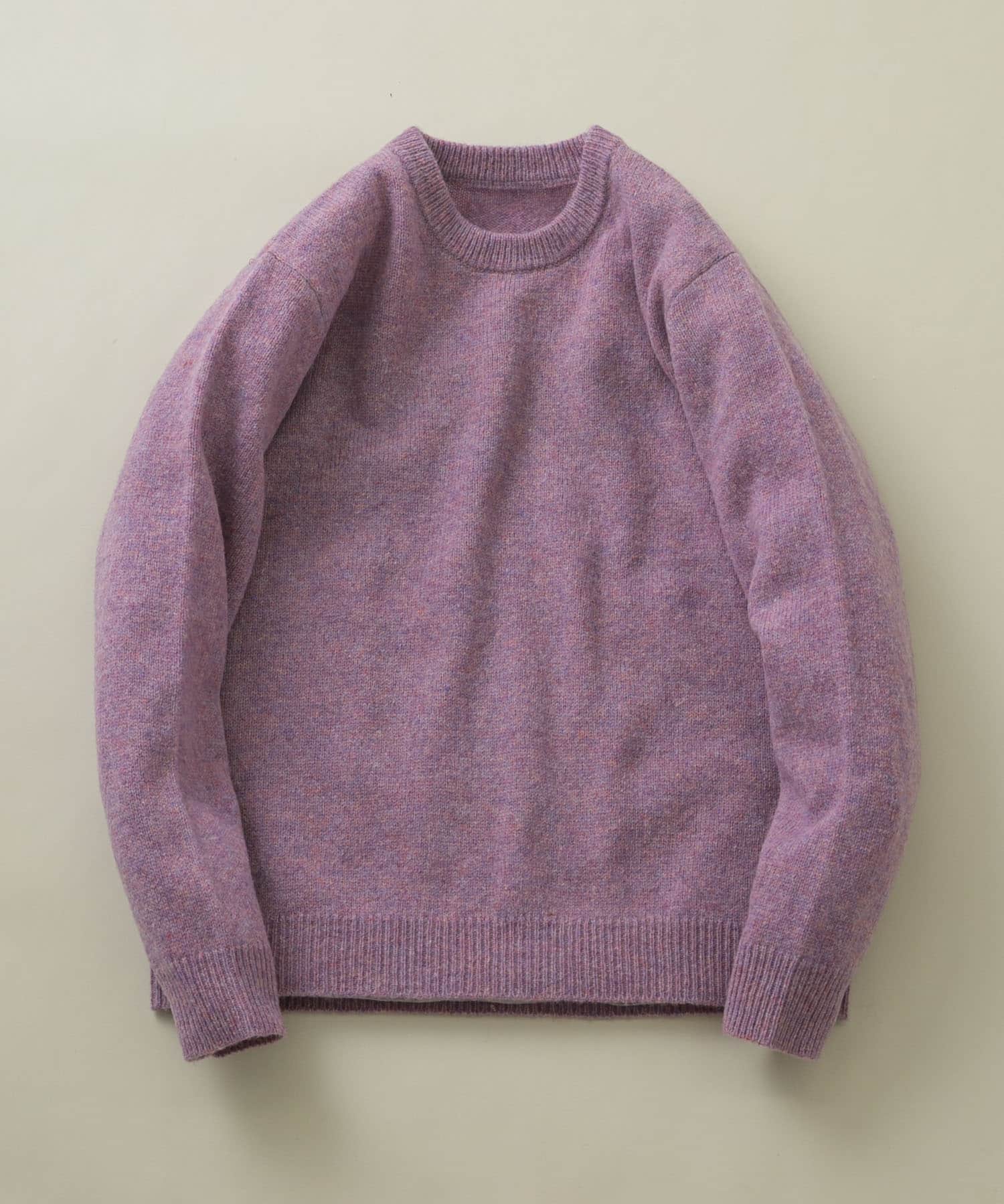 『XLサイズあり』シェットランドウールクルーネックニット LAVENDER S