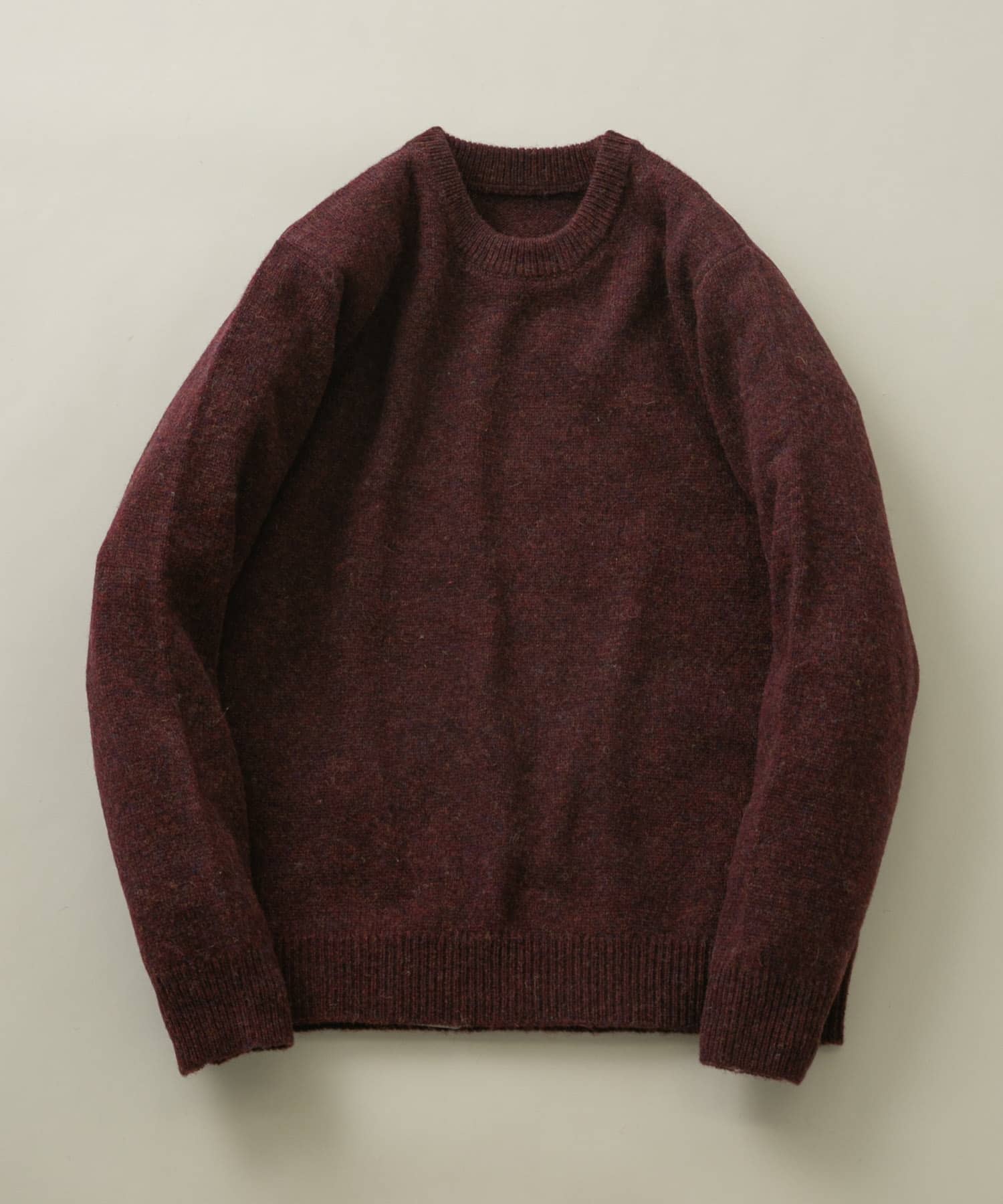 『XLサイズあり』シェットランドウールクルーネックニット WINE S