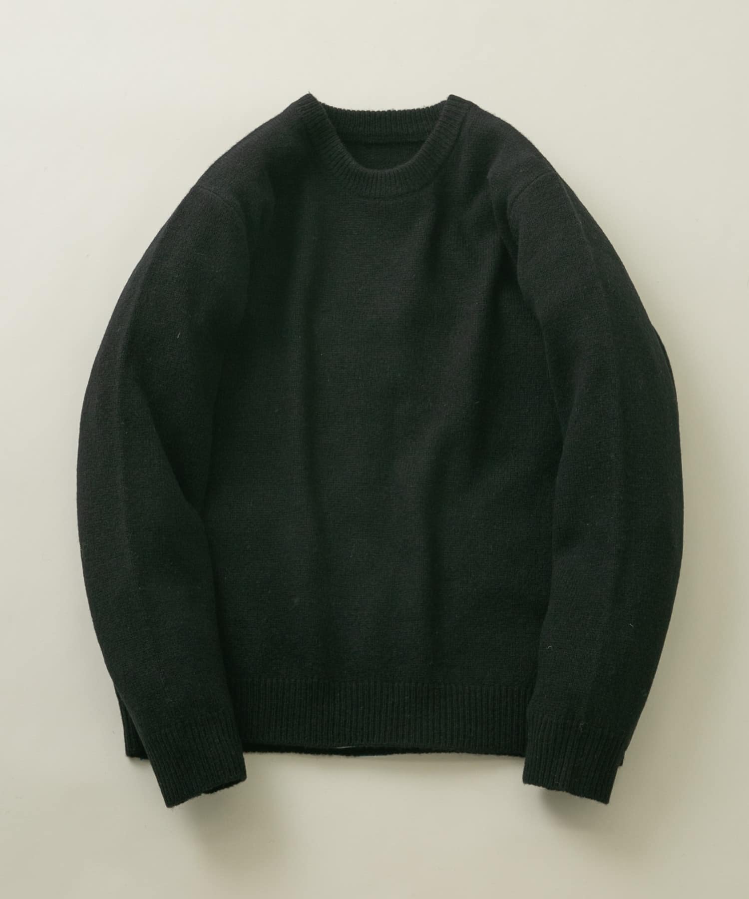 『XLサイズあり』シェットランドウールクルーネックニット BLACK S