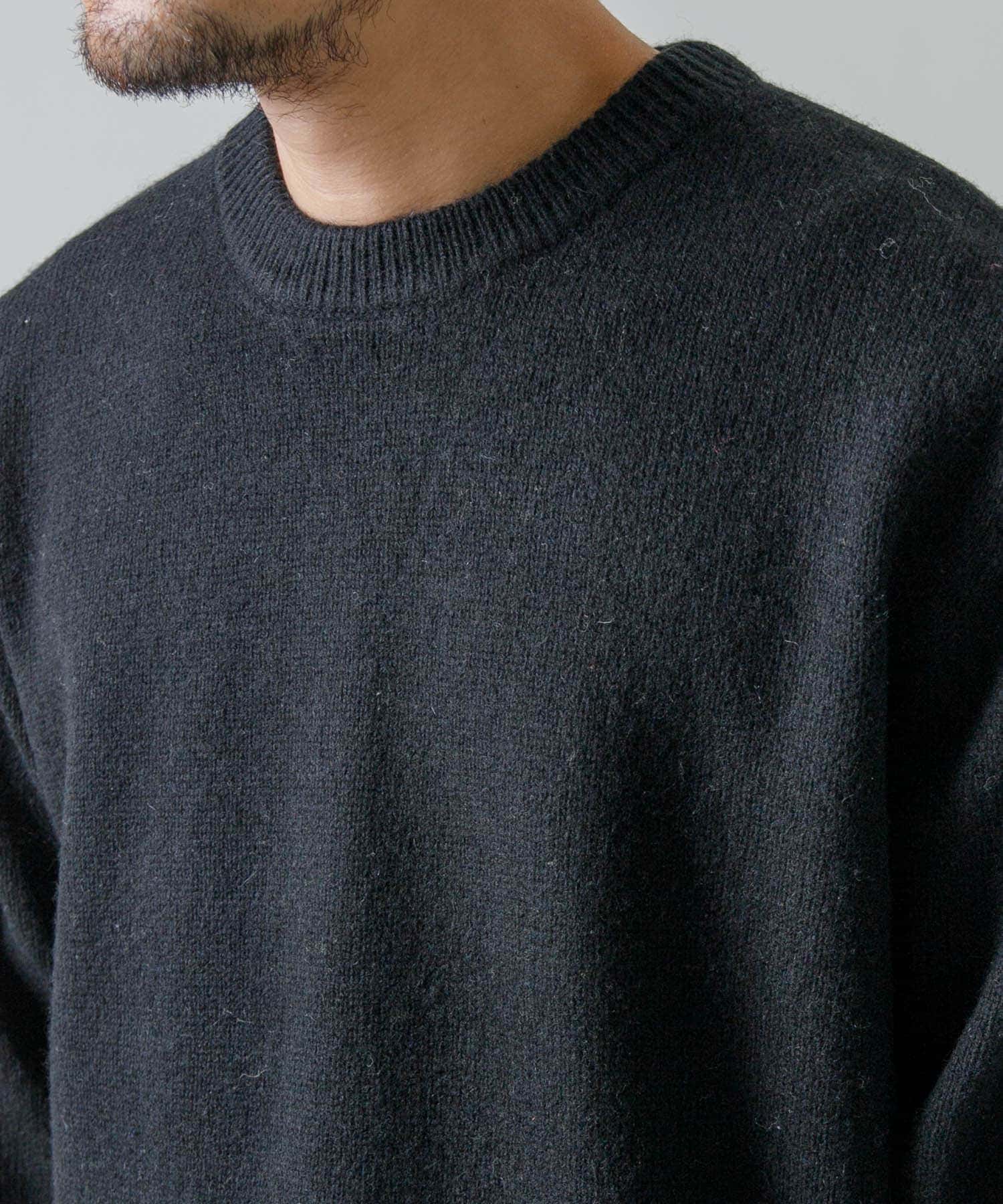 『XLサイズあり』シェットランドウールクルーネックニット BLACK M