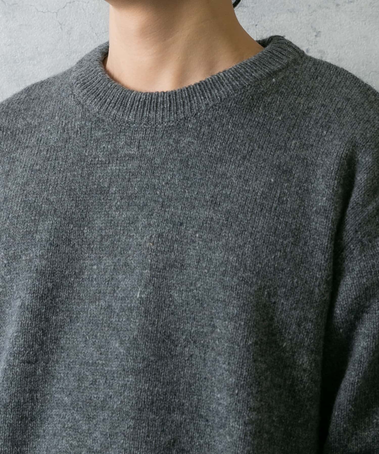 『XLサイズあり』シェットランドウールクルーネックニット GRAY XL